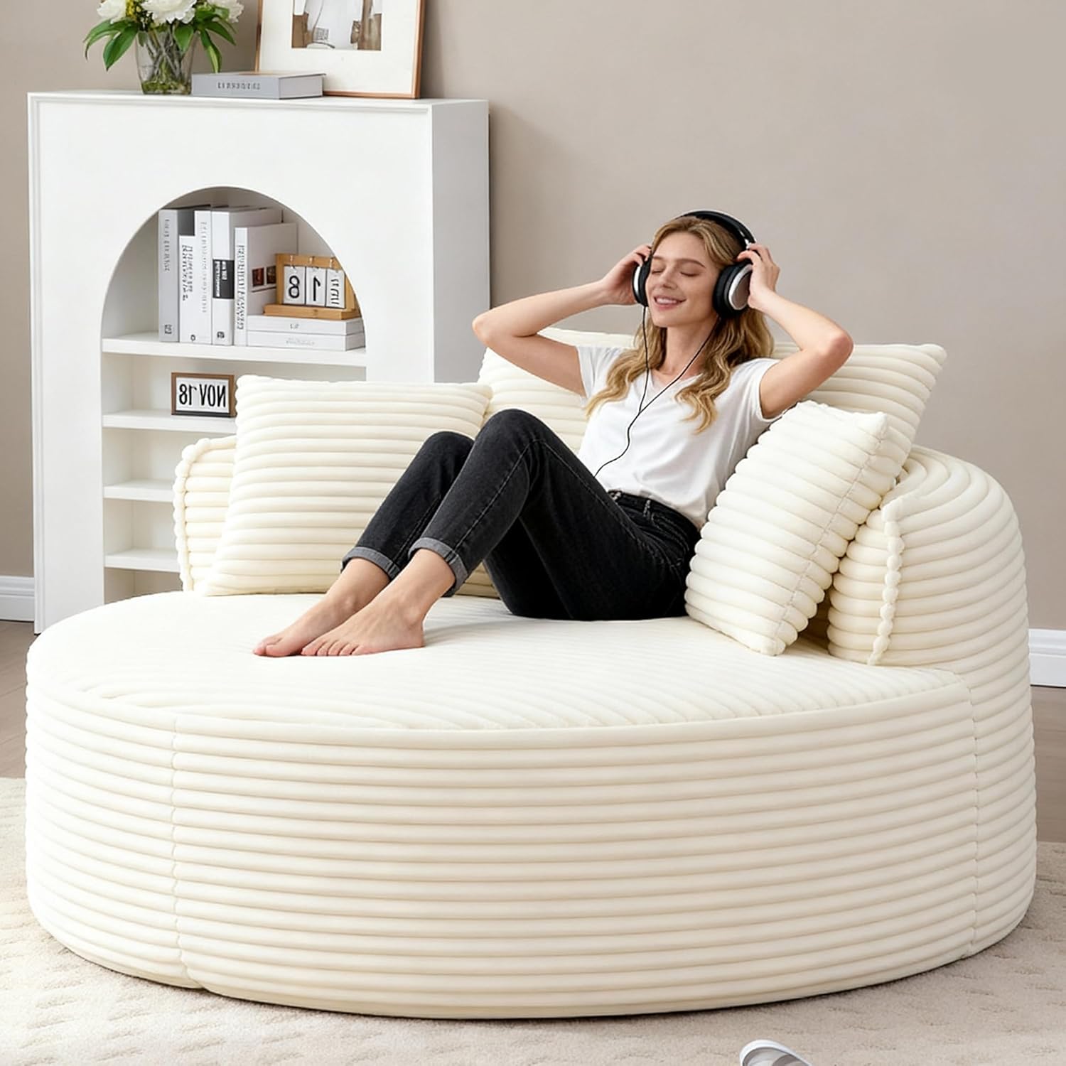 Oversized Round Chair Lounge Chaise Indoor, 53.5