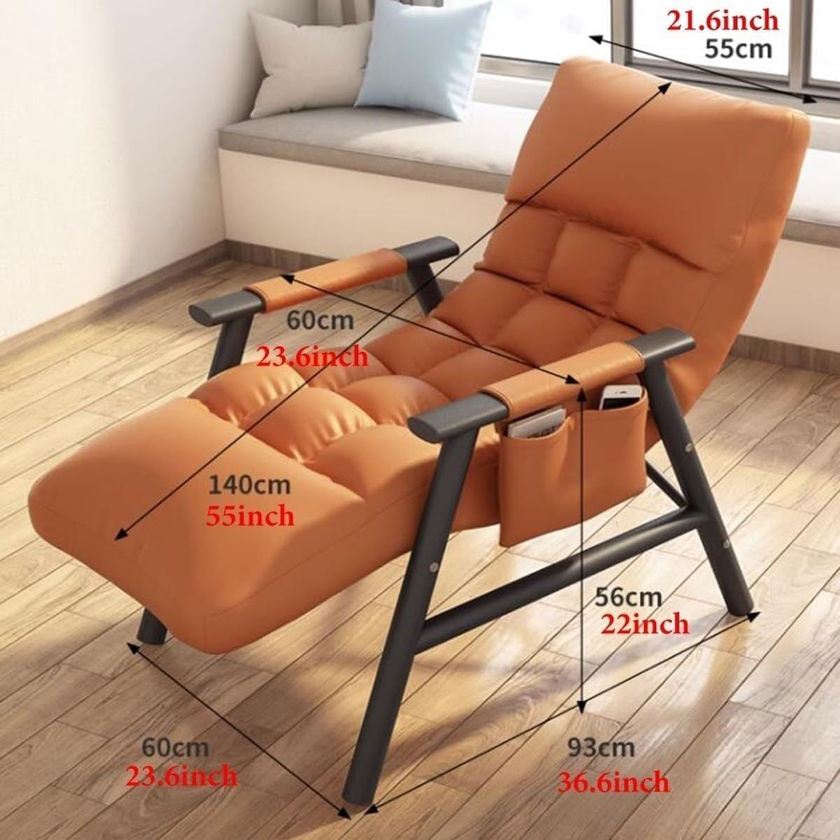 Sedia Con Morbido Cuscino Poltrone Relax Da Lettura Per Soggiorno Con Braccioli Moderna Poltrona Lounge Con Tasca Laterale Sedie Con Schienale Regolabile Per Camera Da Letto(Blauw,Black Legs)