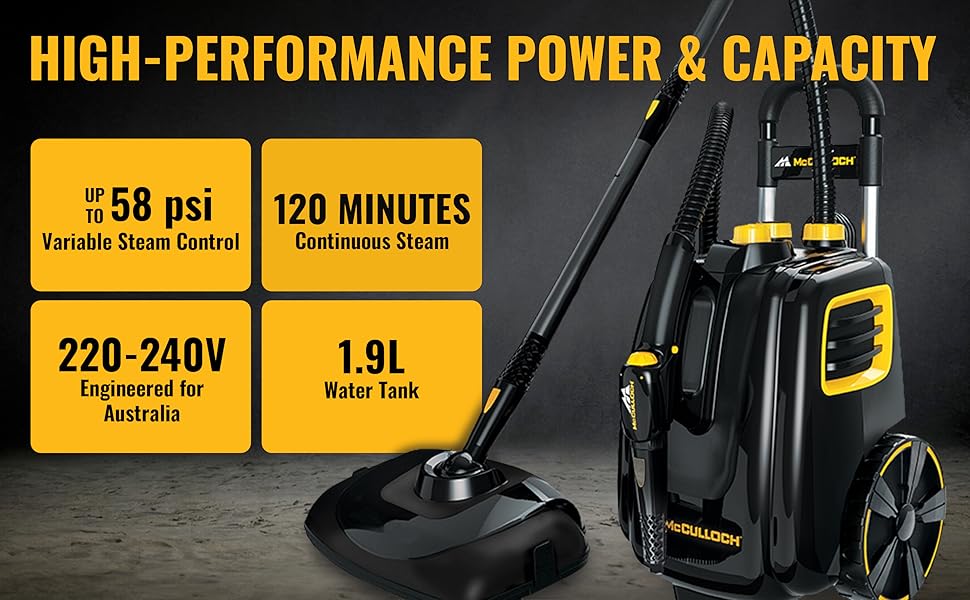 mcculloch mc1385 canister steam cleaner mc1375 australian indoor outdoor mop accessories floors car