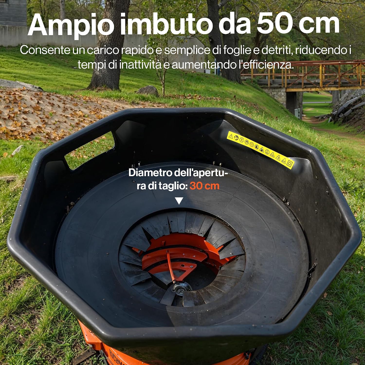 SuperHandy Mulcher & Broyeur sans lame per foglie da giardino – Motore da 1800W, Imbuto da 50 cm, Rapporto di triturazione 16:1, Sacco di raccolta da 80 L, Design leggero da 8,5 kg