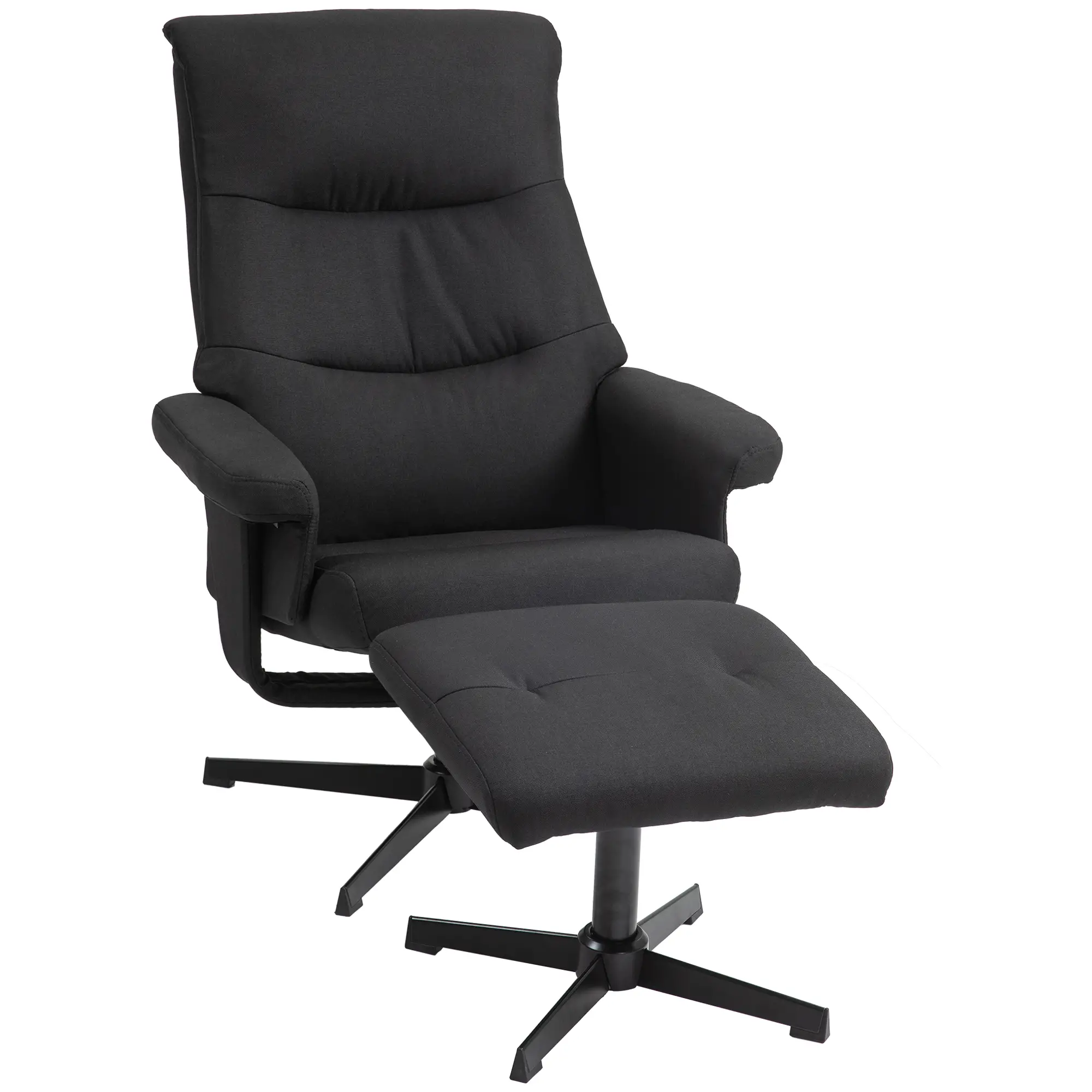 HOMCOM Relaxsessel mit Hocker & Liegefunktion Schwarz