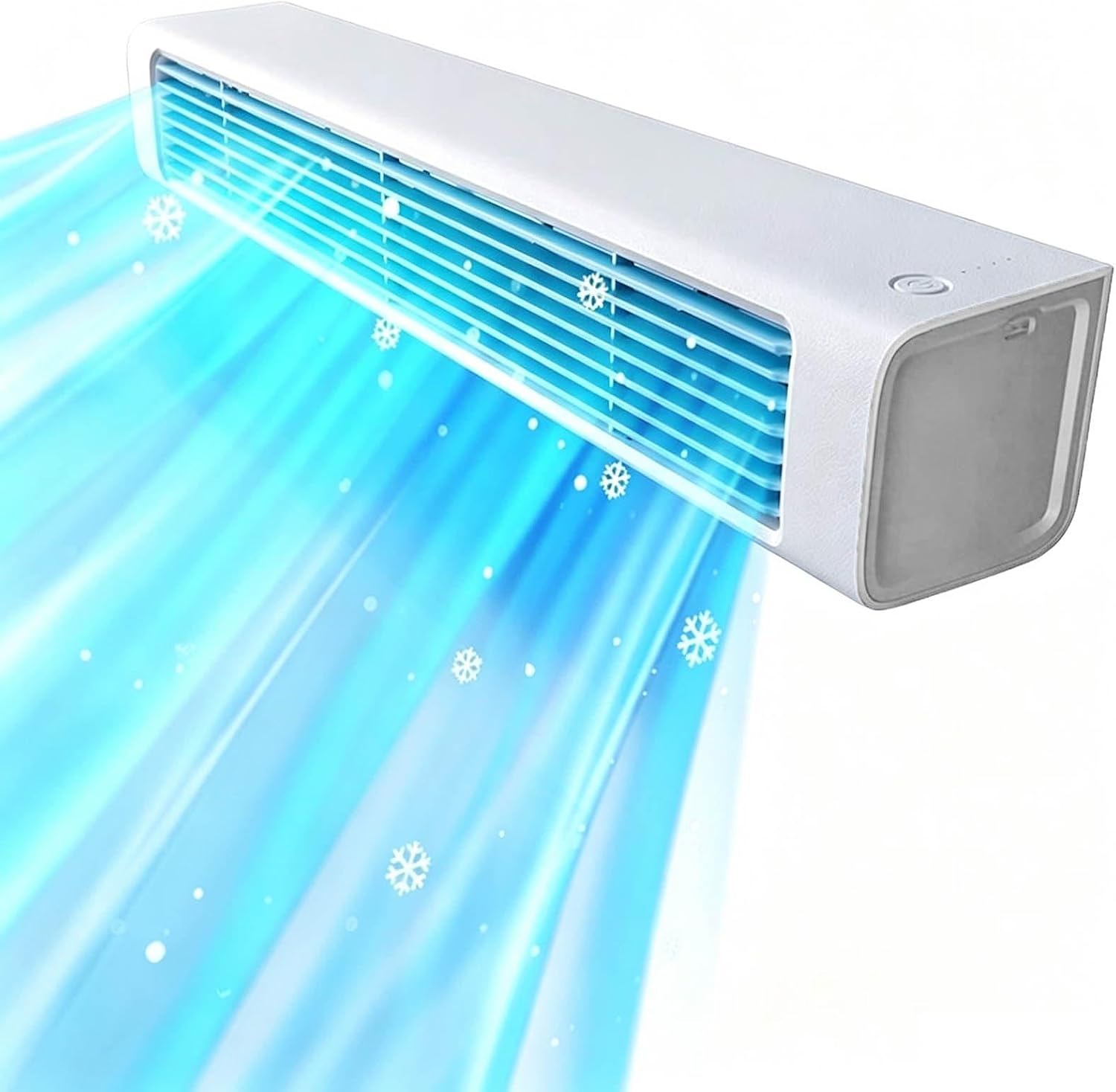 Tragbare Klimaanlage mit 3 Geschwindigkeitsstufen, kabelloser Fernbedienung und langem Luftauslass zur Kühlung von Wohnräumen, Schlafzimmern, Büros, auf dem Schreibtisch oder an der Wand