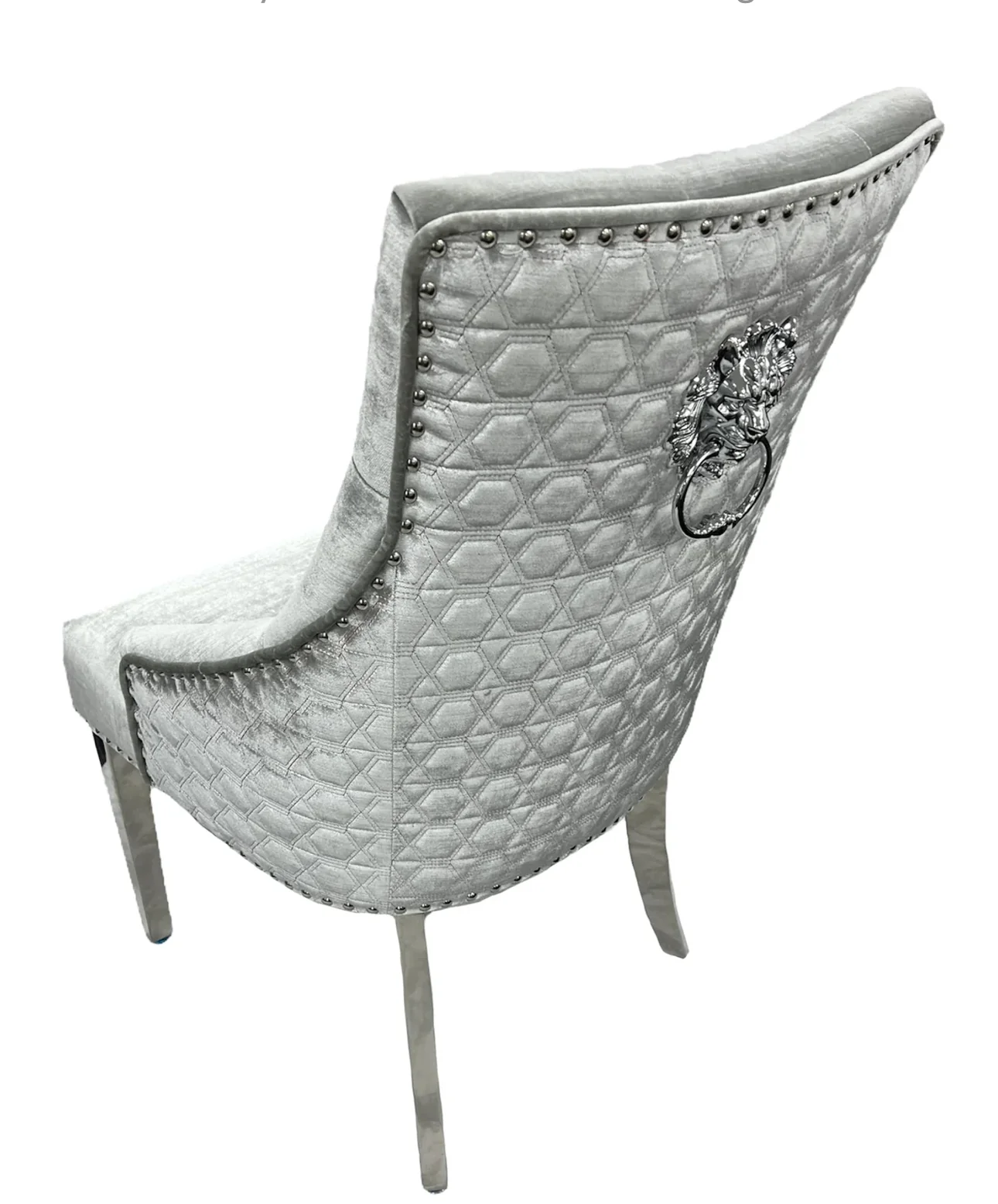 Pair Of 2 Majestic Light Grey - Silver lion Knocker Chair