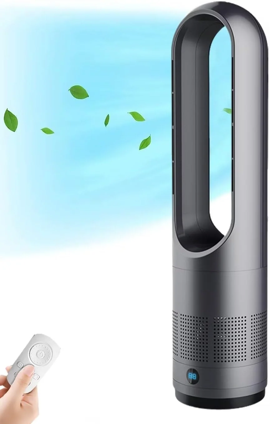 Moderner Turmventilator, 40 dB - 50 dB., 58,4 cm, 23 Zoll, Schwarz/Silber, Oszillation um 80 °, für den Einsatz zu Hause oder im Büro