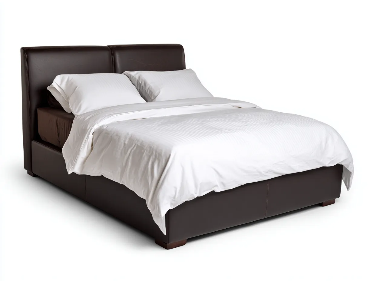 Doppelbett Polsterbett in Lederoptik 200 x 180 x 112 cm - dunkelbraun - für das Schlafzimmer - modern mit hohem Kopfteil