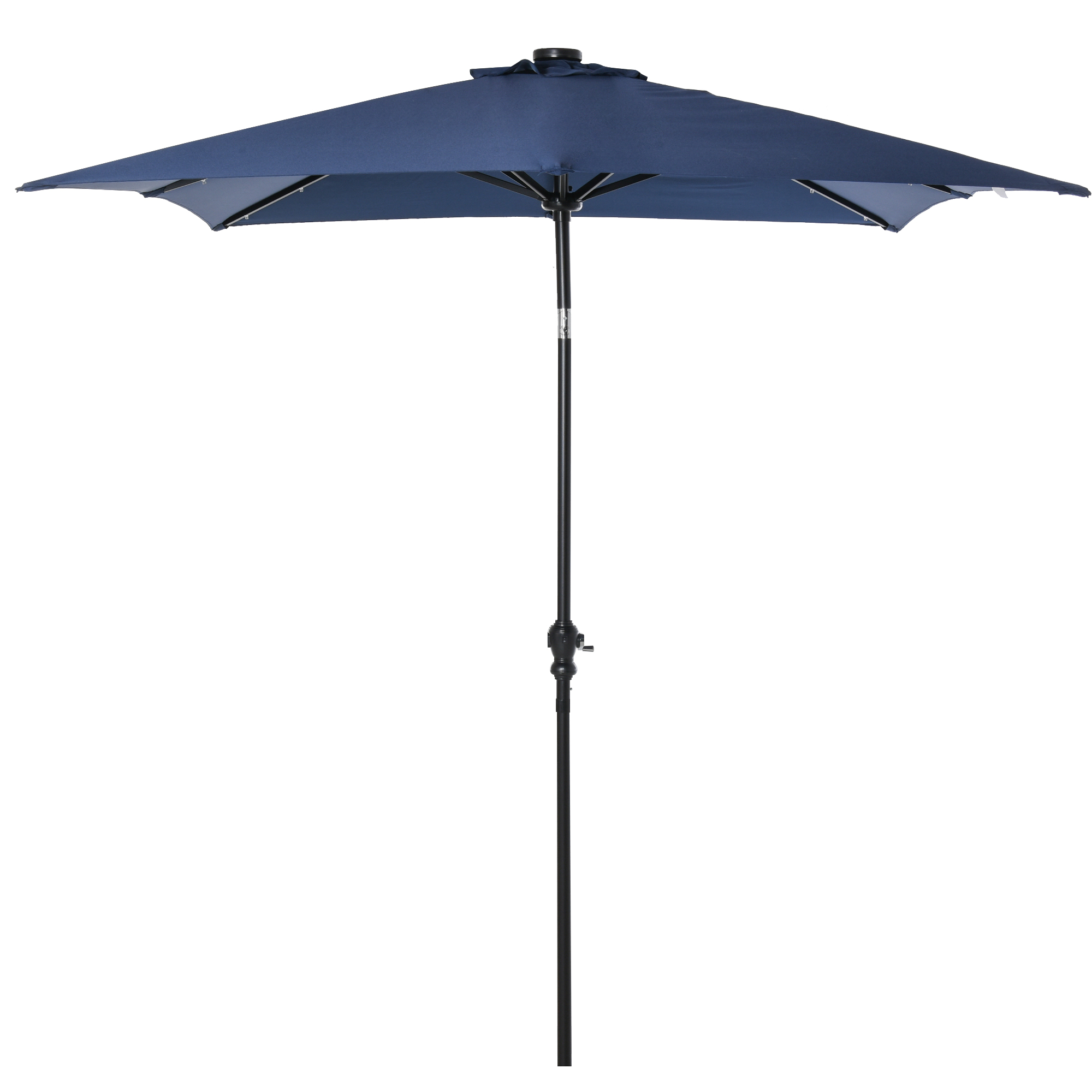 Outsunny Garten Sonnenschirm gerader 3 x 2 m rechteckig neigbar LED-Sonnenschirm solarbetrieben Stahl hochdichtes Polyester blau