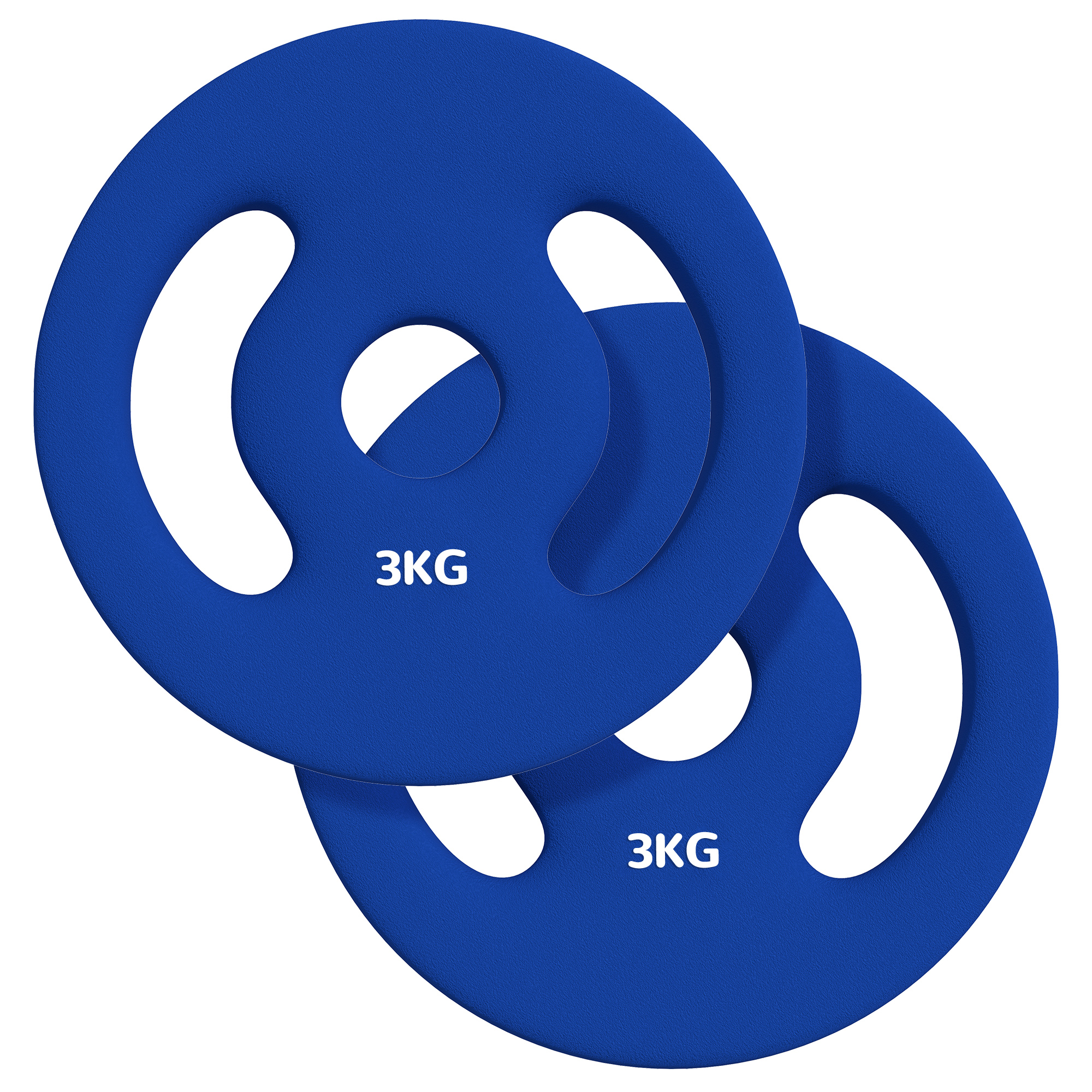 SPORTNOW 2er-Pack 3 kg Hantelscheiben für 2,5 cm Stangen mit einfachen Griffen aus Metall, Blau