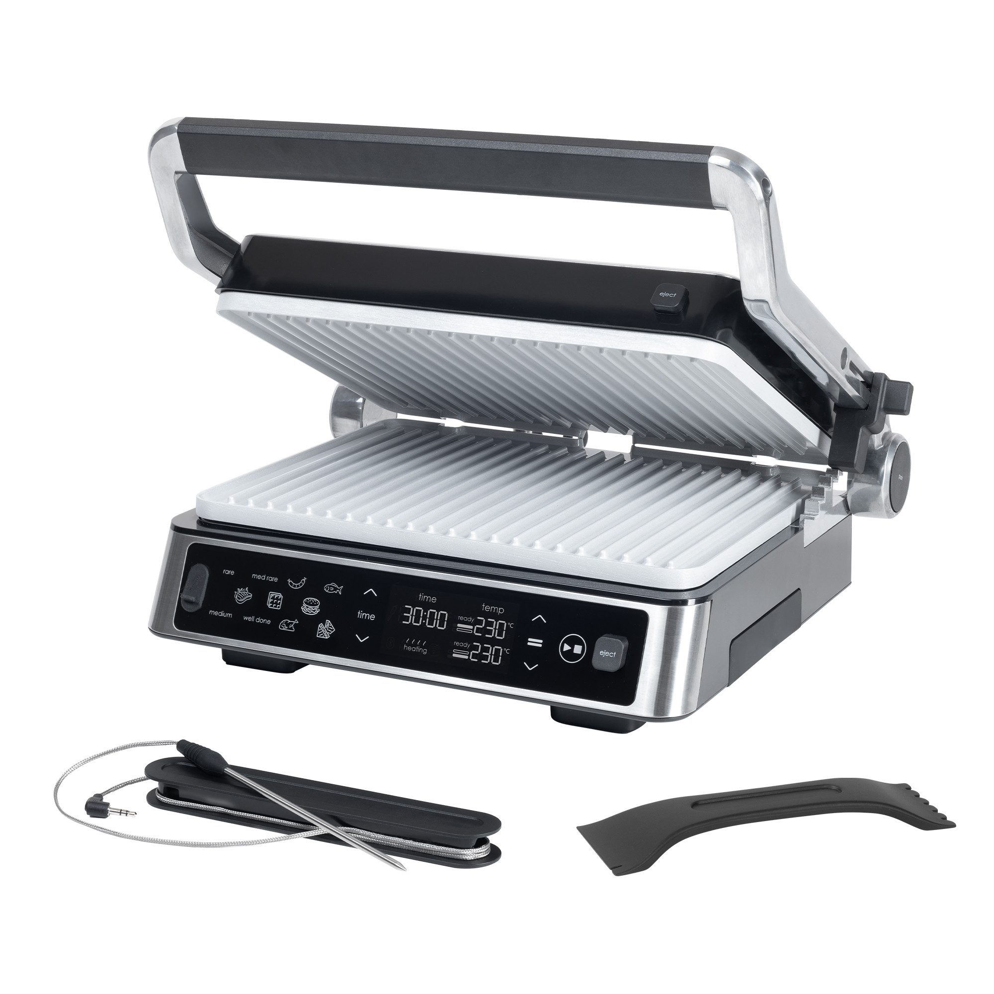 Kontaktgrill Genius Chef Kontakgrill, Elektrogrill Edelstahl für Sandwiches Steak