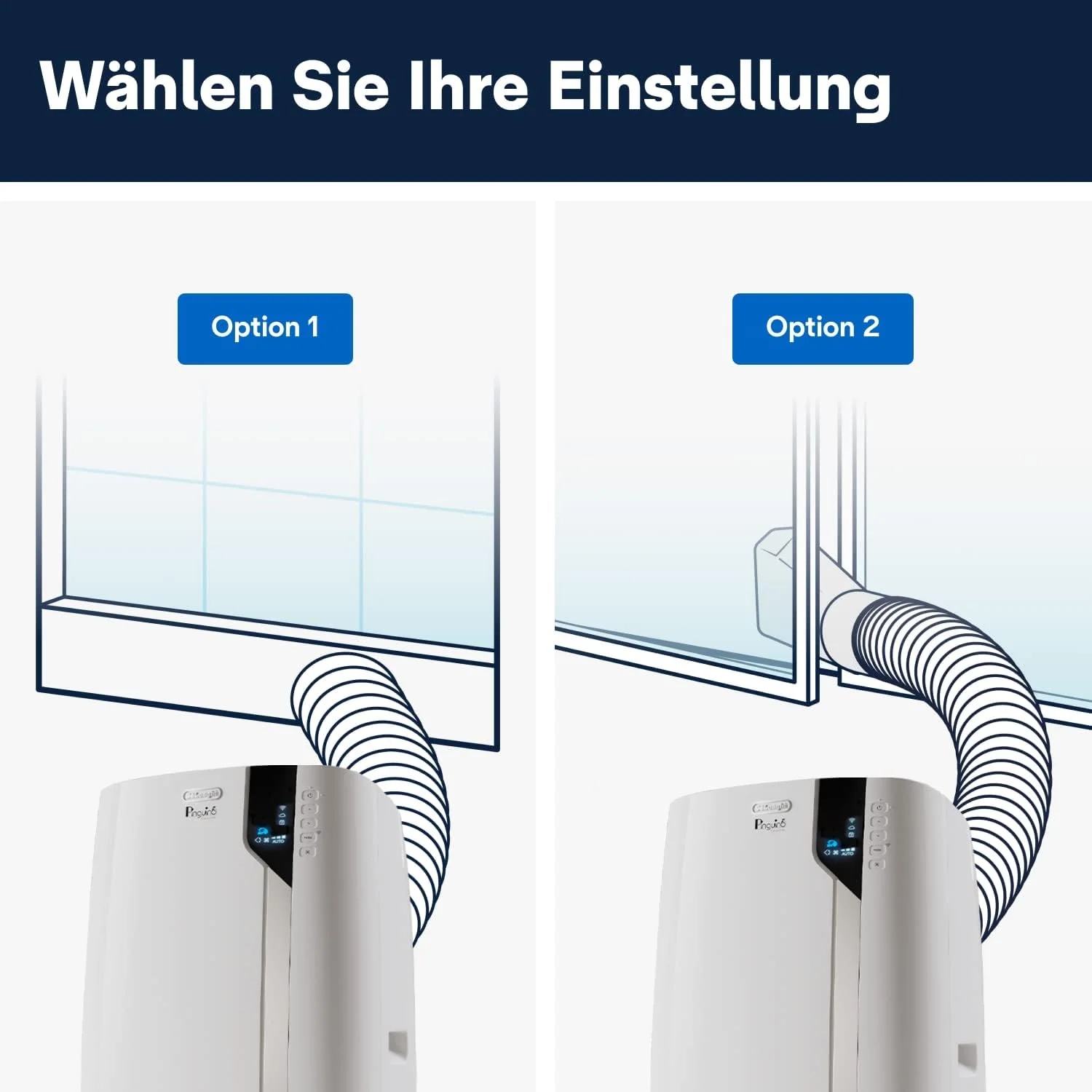 De'Longhi Pinguino PAC EX130 CST WiFi Mobiles Klimagerät mit Abluftschlauch, Klimaanlage für Räume bis bis 120m³, Luftentfeuchter, Ventilationsfunktion, 24h-Timer, Energieeffizienzklasse A, Weiß