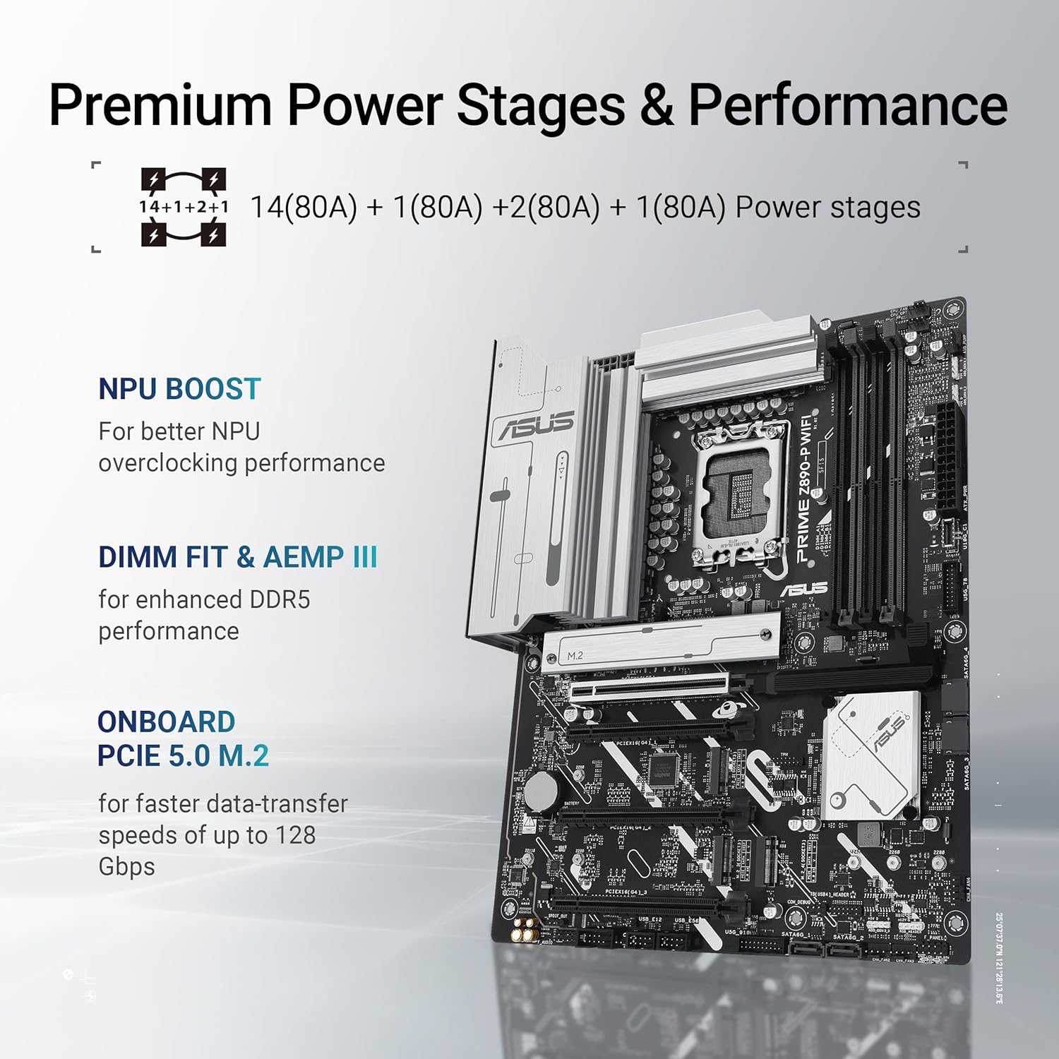 PRIME Z890-P WIFI, Scheda madre ATX, 14+1+2+1 Fasi di Alimentazione, Slot DDR5, PCIe 5.0, GPU di Nuova Generazione, Porta USB-C Thunderbolt 4, Wi-Fi 7, Q-Antenna