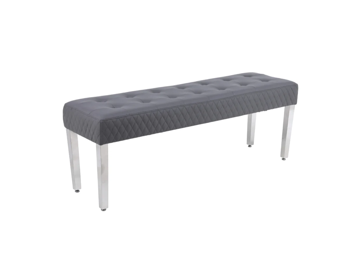 Majestic Dark Grey Pu Leather Bench Match With Majestic- Valentino- Valencia Pu Leather Chairs