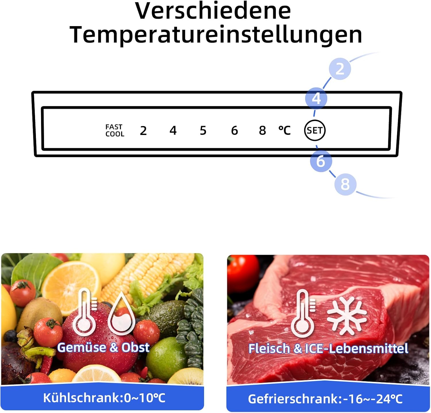 CHIQ CTT107BC Kühlschrank Klein 107 Liter, Höhe 84cm, Tiefe 55cm, Platzbedarf nur 0,3 ㎡, Mikro-Gefrierfach, Vario Box, 7 Temperaturregelstufen, geräuscharm, 87 kWh/Jahr, Schwarz
