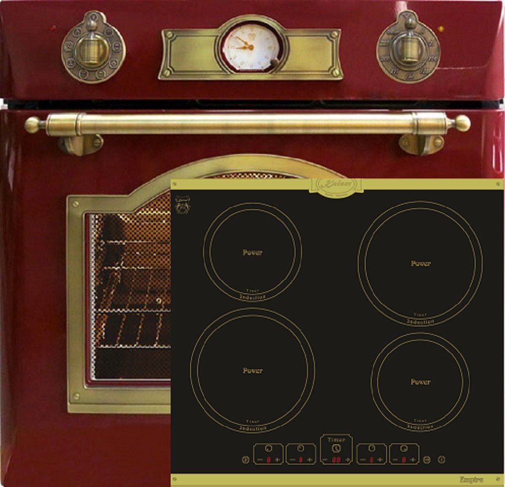Induktions Herd-Set Herd Set Autark Elektro Backofen, Selbstreinigung, Drehspieß, 8 Funktionen mit Induktionskochfeld Autark 60 cm 4 Zonen mit Booster EH 6355 RotEm+KCT 6195 IEm..