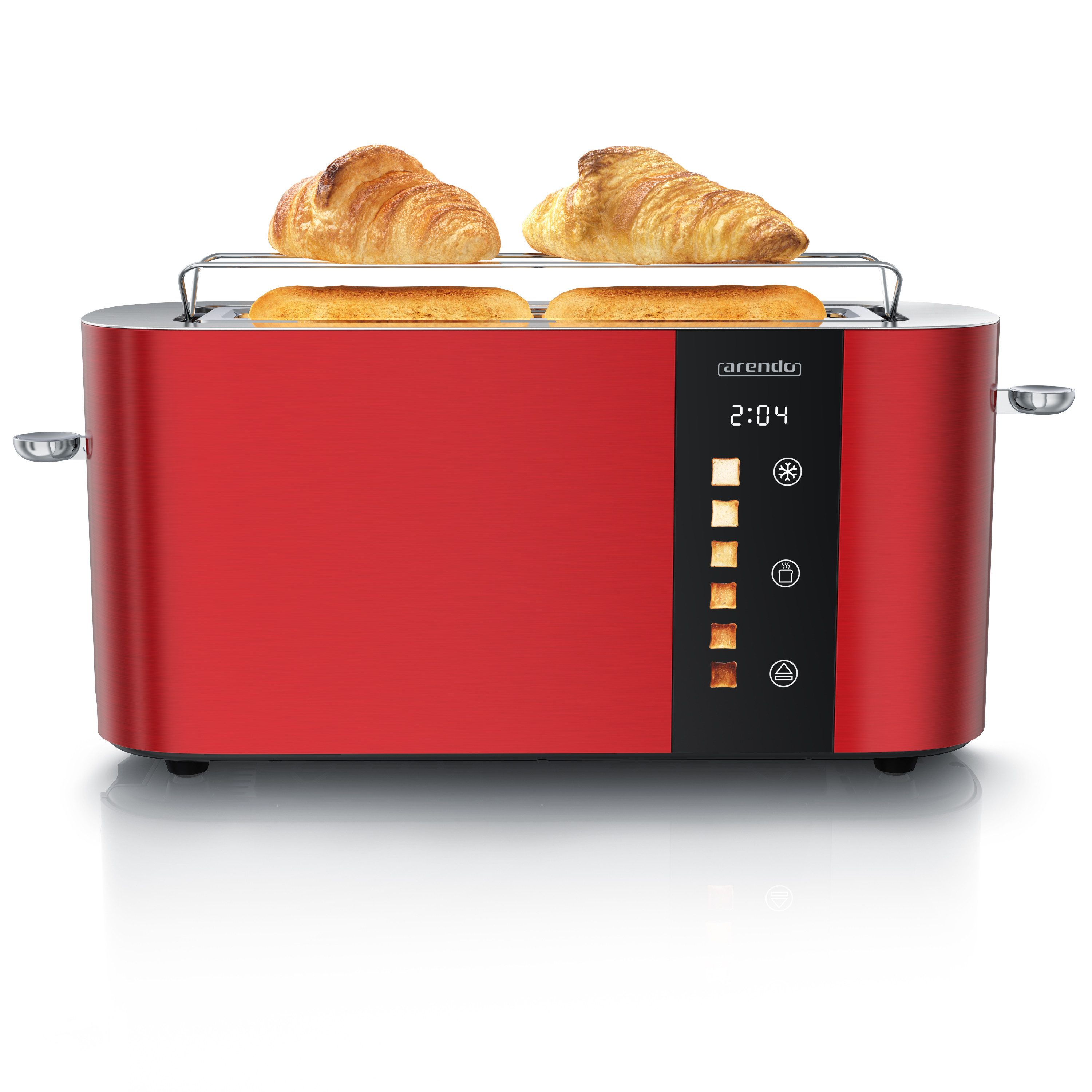 Toaster Edelstahl, Langschlitz, Touch Display, Restzeit & Bräunungsgradanzeige