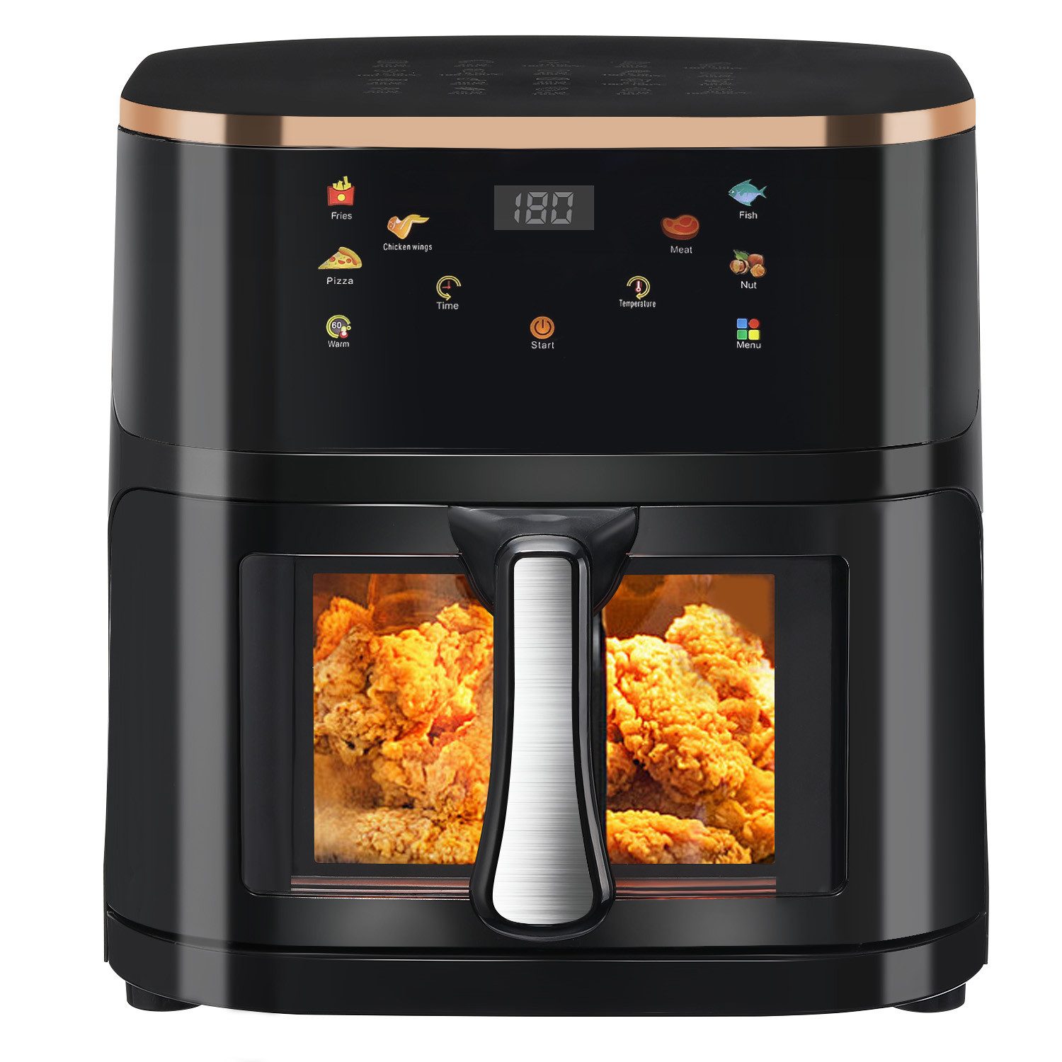 Heißluftfritteuse Air Fryer 9L XXL Heissluftfritteuse mit Sichtfenster, LED-Display, einstellbare Temperatur, 60-Minuten-Timer, Gesunde Friteuse ohne Öl