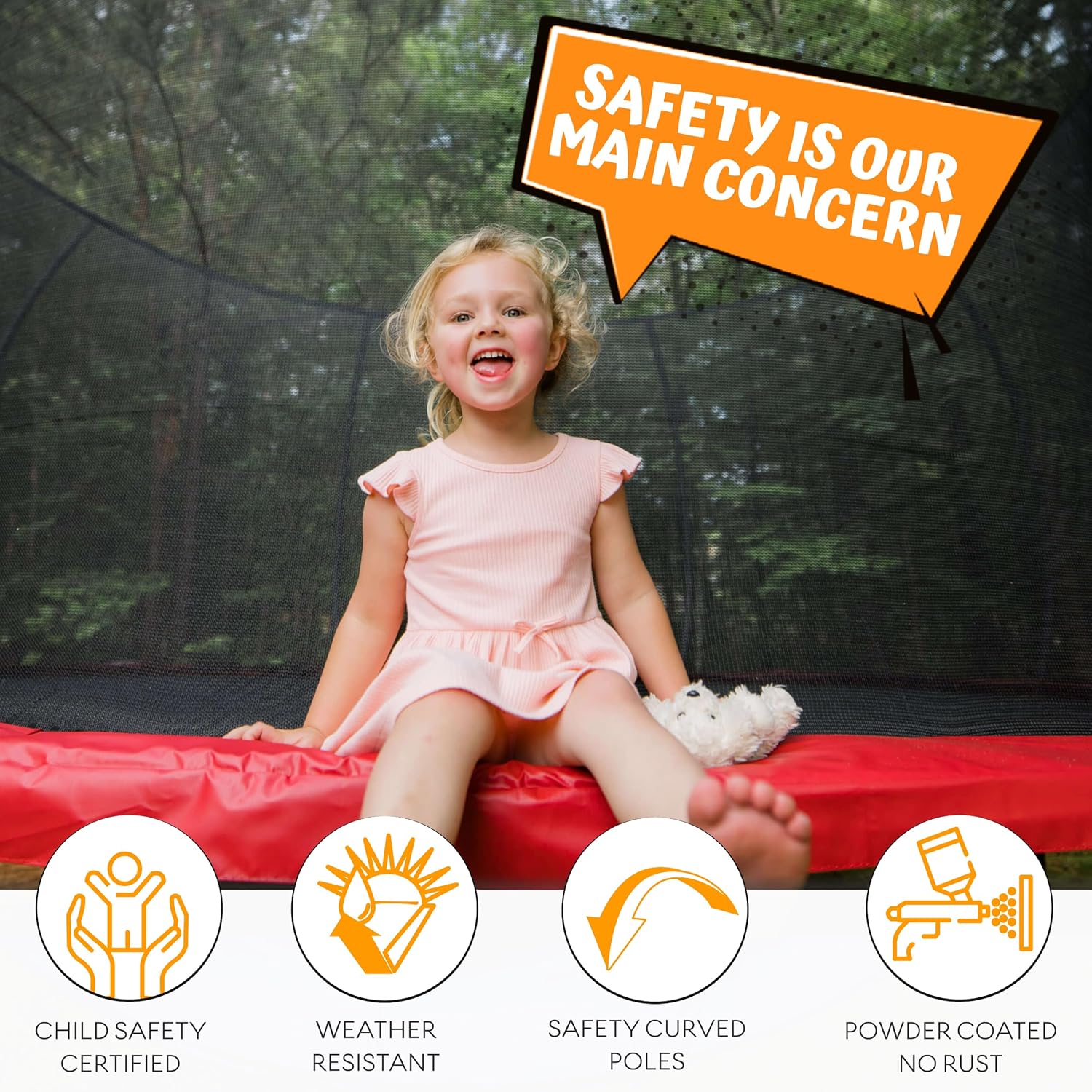 JUMPZYLLA Trampoline 8FT 10FT 12FT 14FT 15FT 16FT Trampoline with Enclosure - Recreational Trampolines with Ladder and AntiRust Coating, ASTM Approval Outdoor Trampoline for Kids