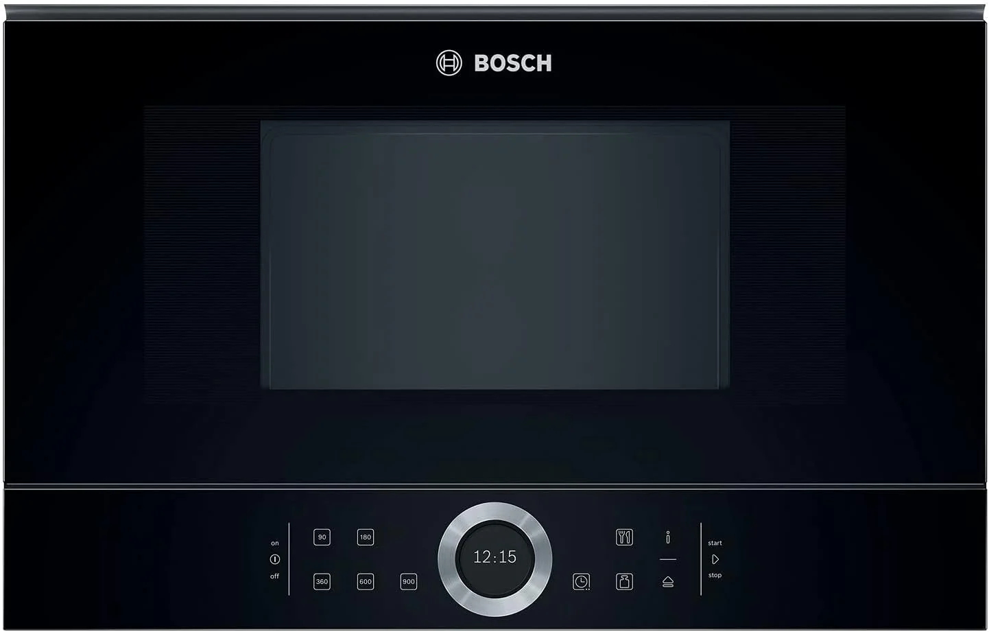 Bosch BFL634GB1 Serie 8 Einbau-Mikrowelle, 38 x 60 cm, 900 W, T��ranschlag Links, AutoPilot 7 7 Automatikprogramme, Reinigungsunterst��tzung, TFT-Touchdisplay, LED-Beleuchtung gleichm??ige Ausleuchtung