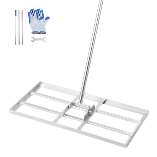 VEVOR Rasenrakel mit Stiel Nivellierrechen Levelingrake Rasenpflege 355x762mm