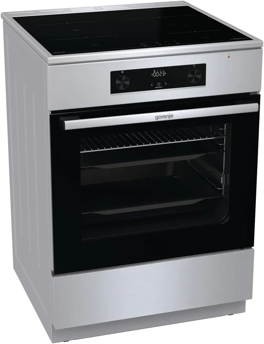 Gorenje GEIT5C61SPG vrijstaand fornuis met inductiekookplaat, 50 cm, 70 liter, zilver, PerfectGrill, AirFry, FrozenBake, Pizza Mode 300��C, AquaClean, Made in Europe, RVS