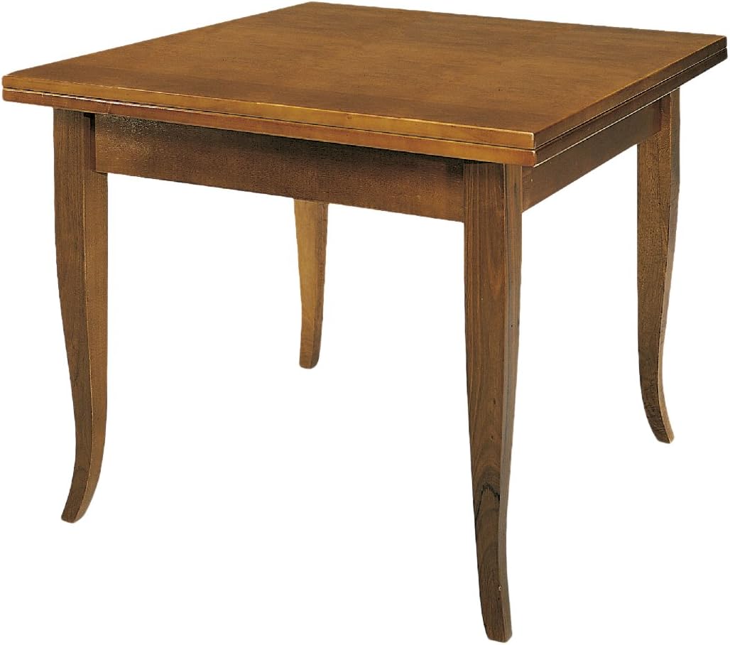 KONTE.DESIGN Tavolo SANTO SPIRITO a Libro in legno nobilitato stile arte povera, finitura noce, 90x90x75 cm