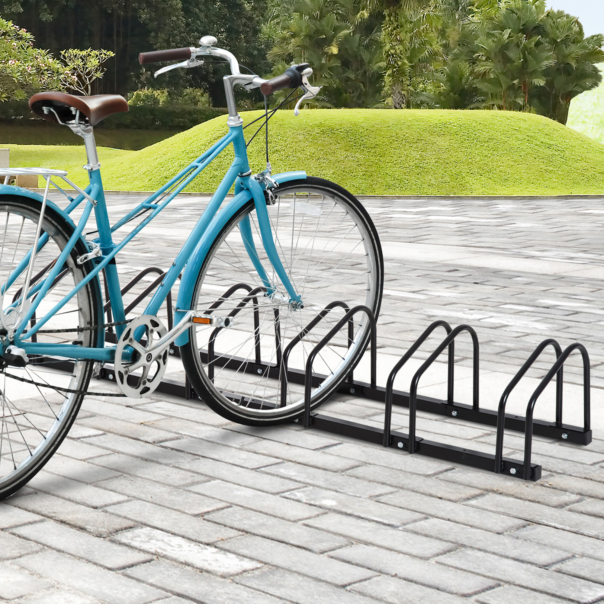 HOMCOM Fahrradständer für 6 Fahrräder, wetterfest, Wand- oder Bodenmontage, Stahl 179 x 33 x 27 cm