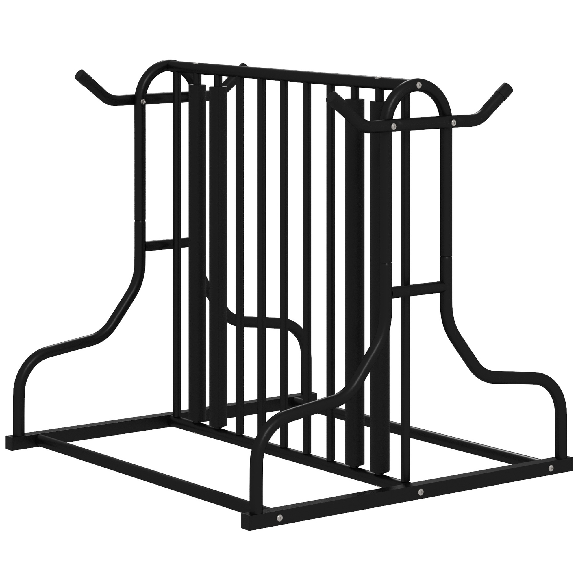 DURHAND Fahrradständer für 4 Fahrräder, wetterbeständig, zusätzliche Halterung, 90 x 80 x 80 cm, Schwarz