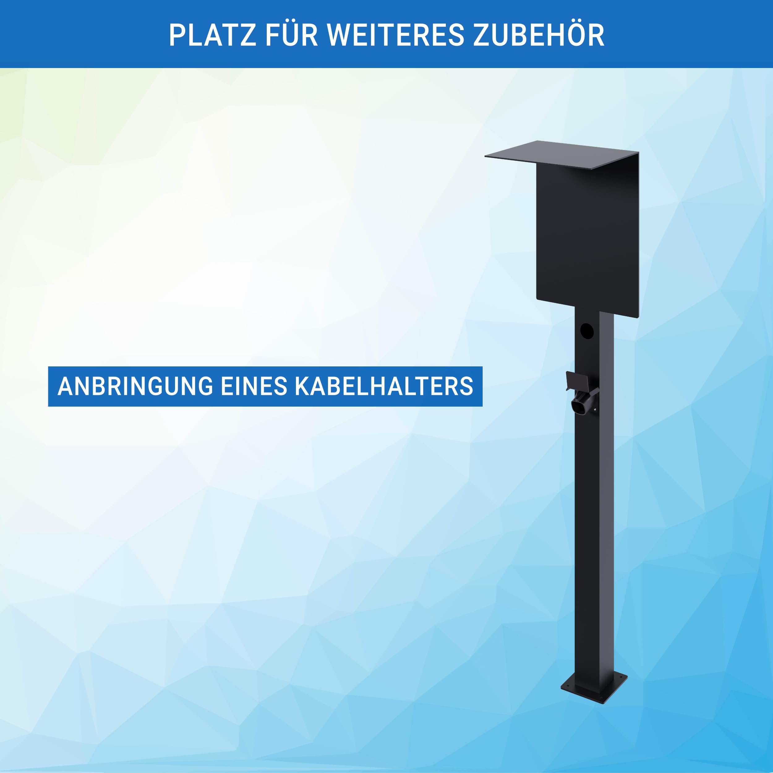 Wallbox Standfuß mit Dach aus pulverbeschichtetem Stahl, universelle Standsäule für Elektroauto-Ladestationen, 160 cm