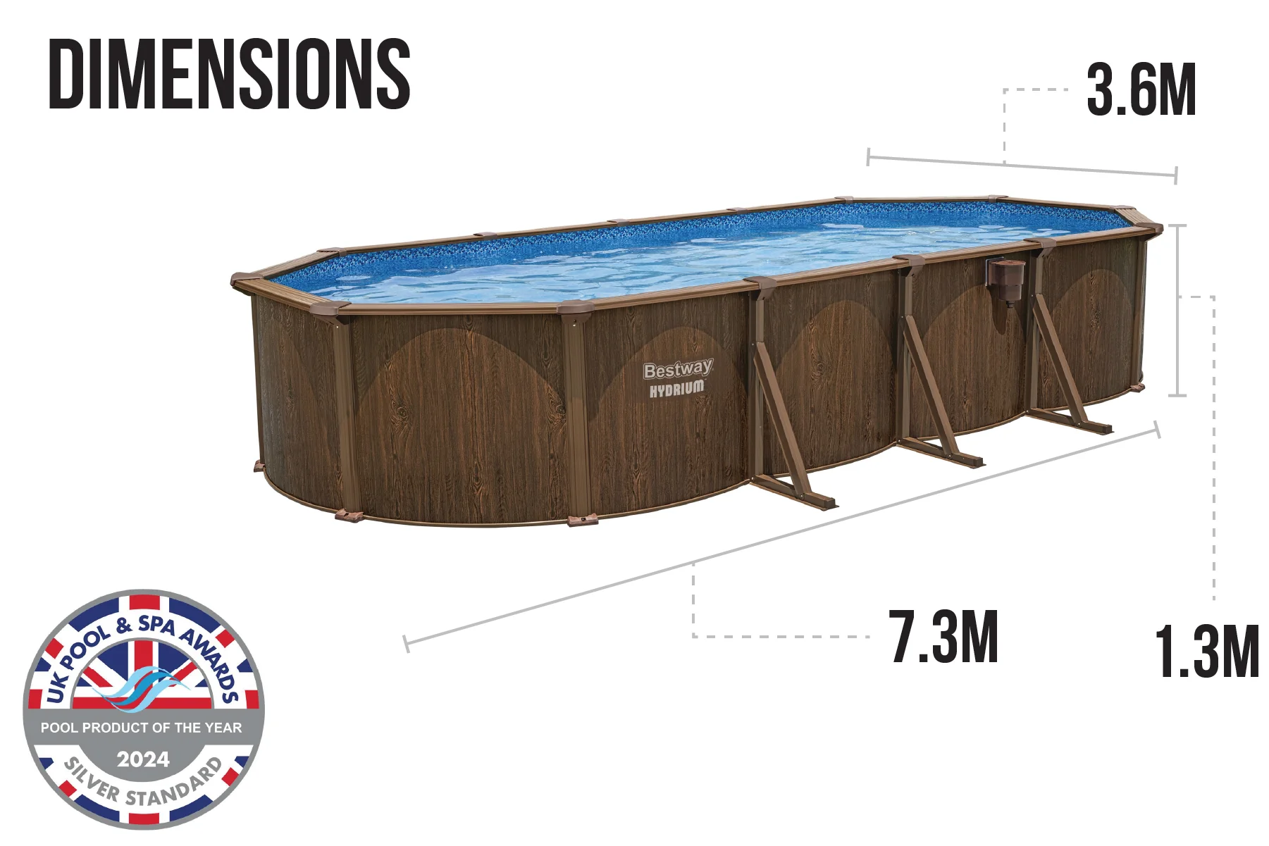 2025 Kit per piscina ovale Hydrium in acciaio effetto legno da 24 piedi x 52 pollici per piscina fuori terra