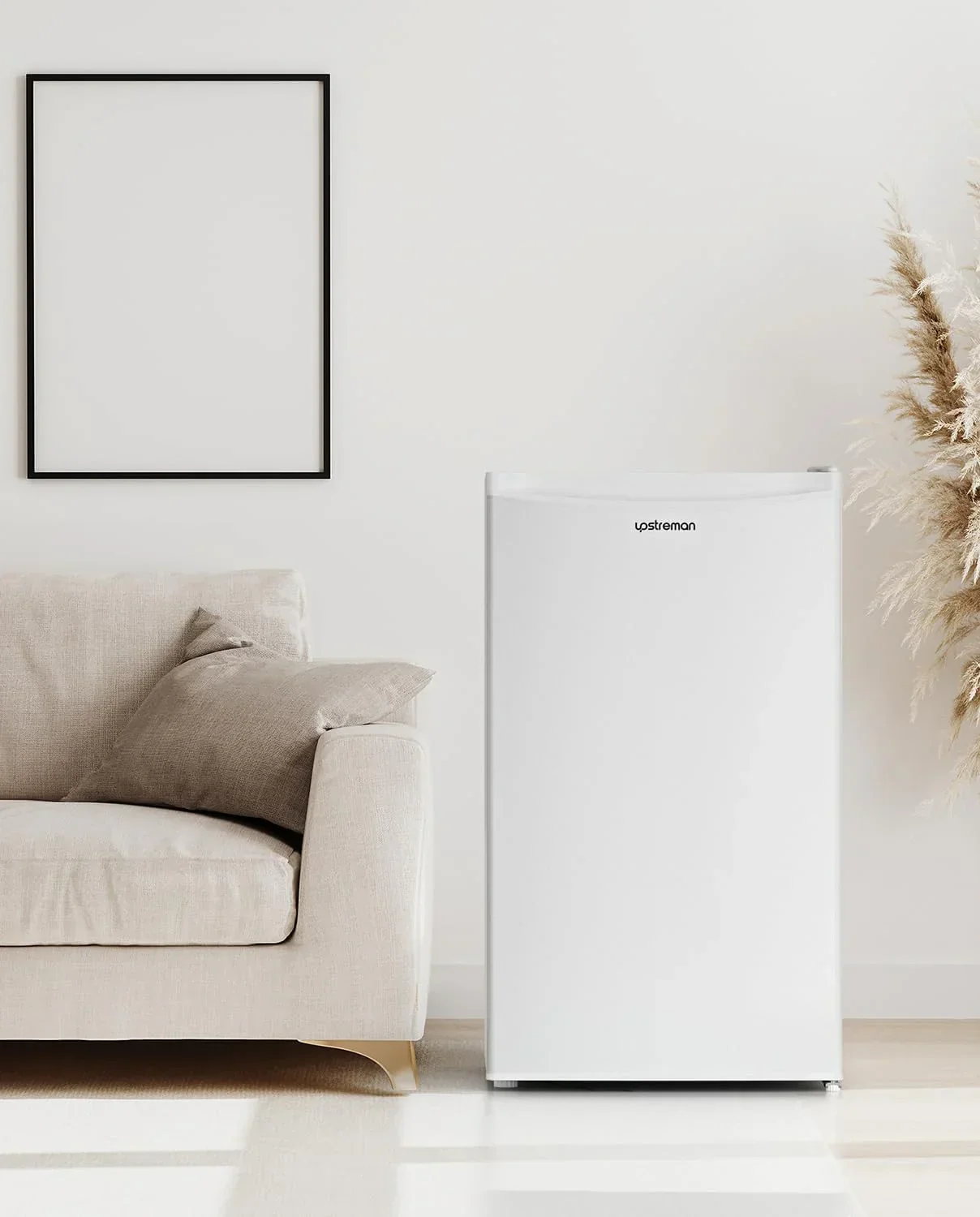 Upstreman 3.2 Cu.Ft Mini Fridge Freezer Single Door Fridge Dorm Fridge Adjustable Thermostat