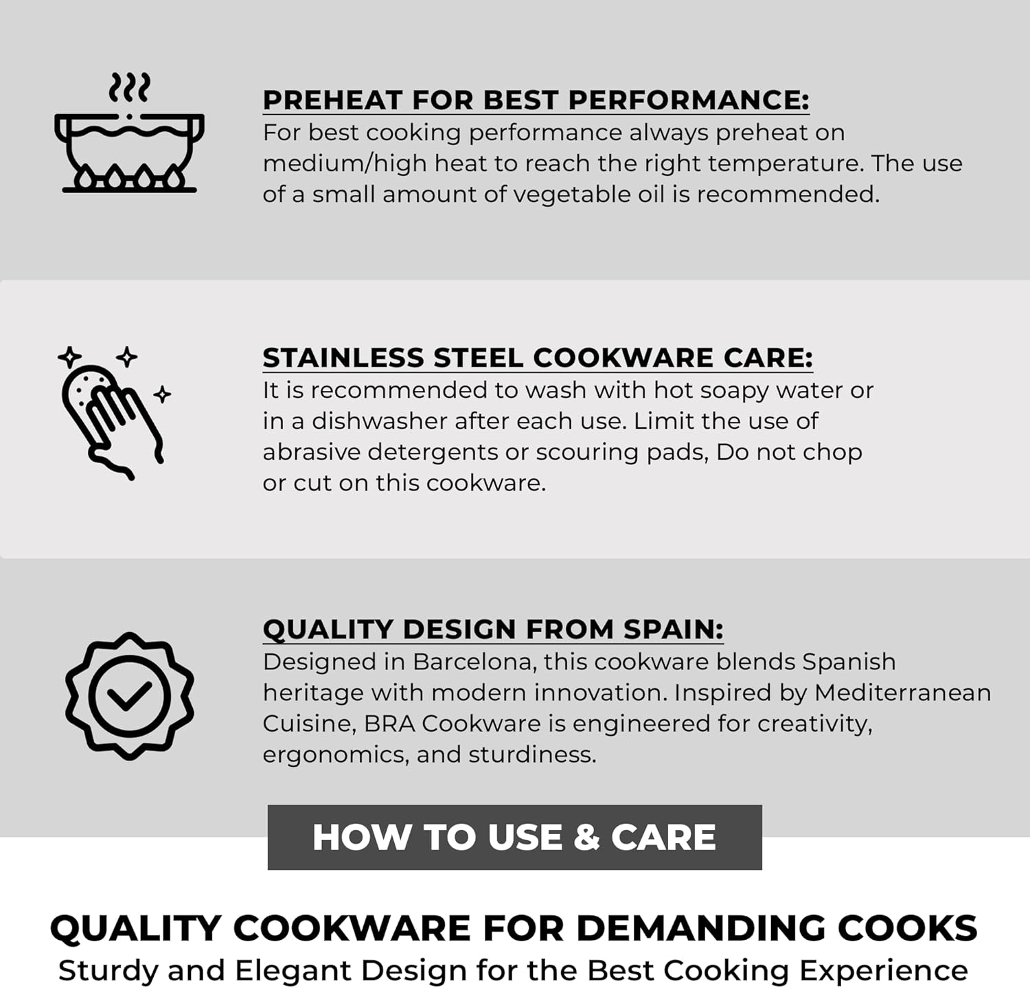 BRA COOKWARE Master 9-Piece Stainless Steel Cookware Set | Professional Pots & Pans Set w/ 2 Pots, 1 Sauté Pan, 3 Frying Pans, 3 Lids | All Stovetops | PFAS Free | Silicone Coated Handles
