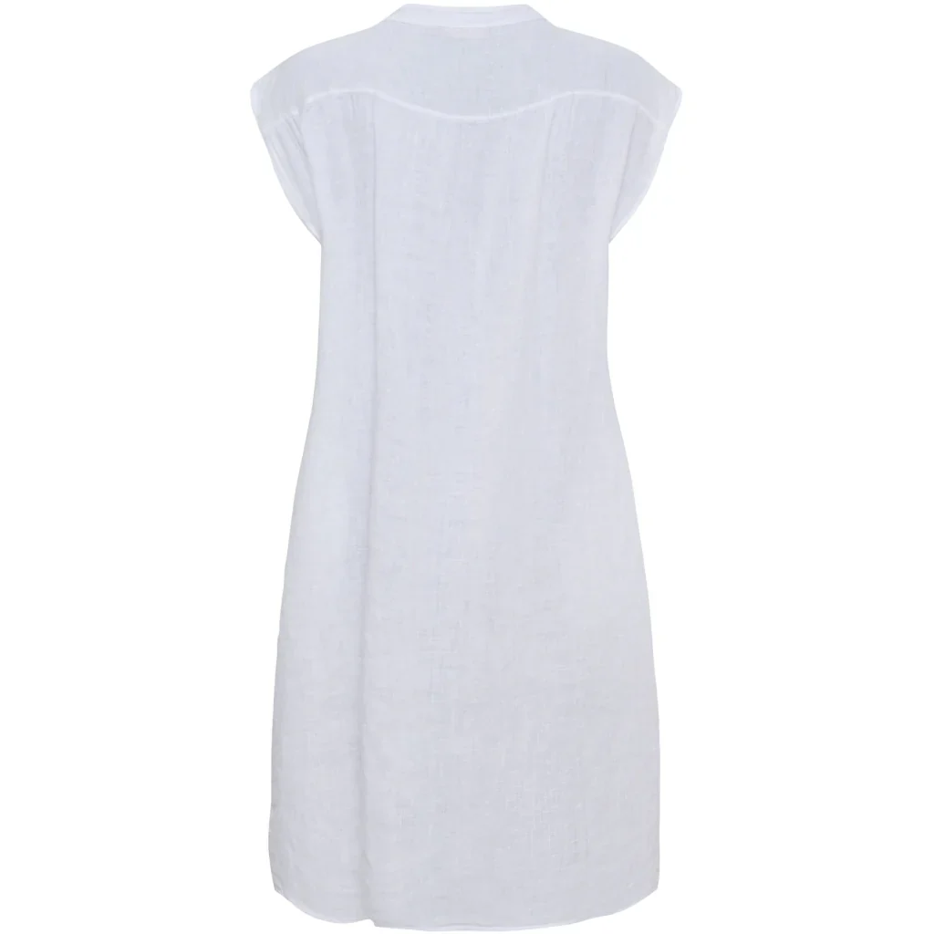 Linen Button-Neck Dress �C White | Women's Luxury Linen Dress