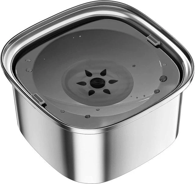 Spill-Proof Dog Water Bowl �C 304 Stainless Steel with Floating Disc & Filter