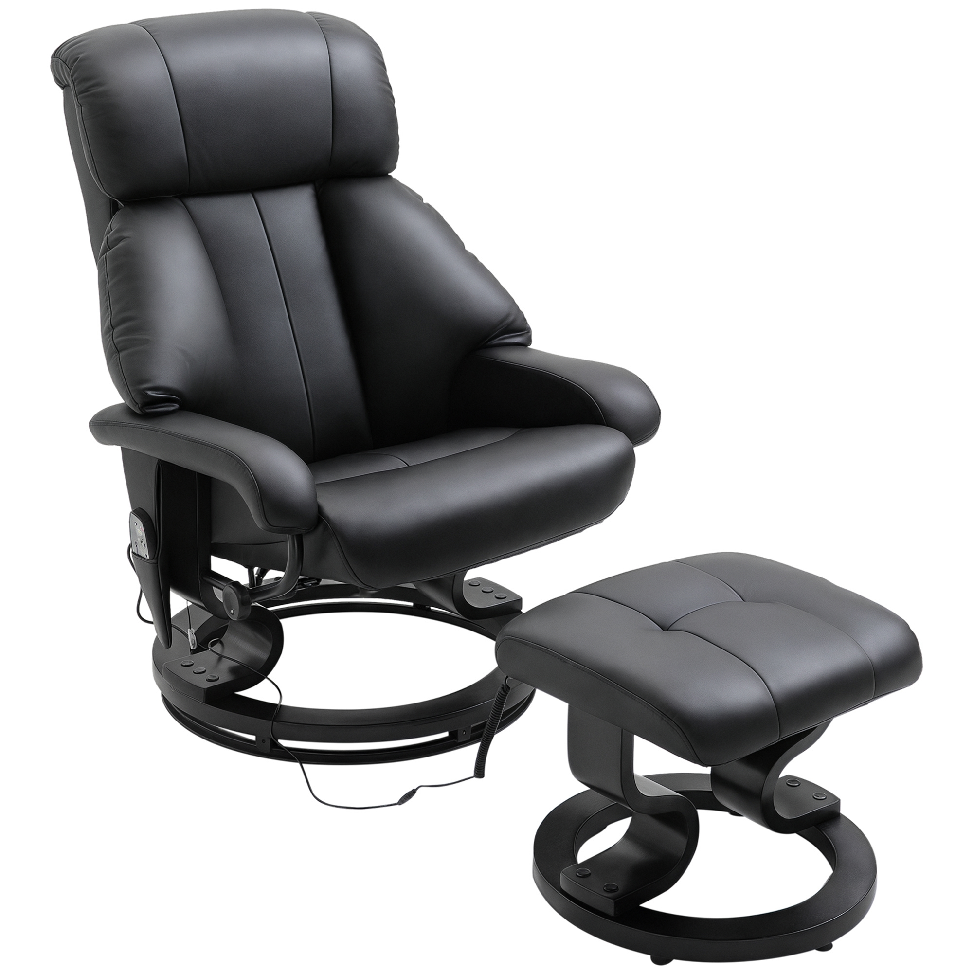 HOMCOM Massagesessel mit Fußhocker, 10 Vibrationspunkte, 145° verstellbare Rückenlehne, Schwarz