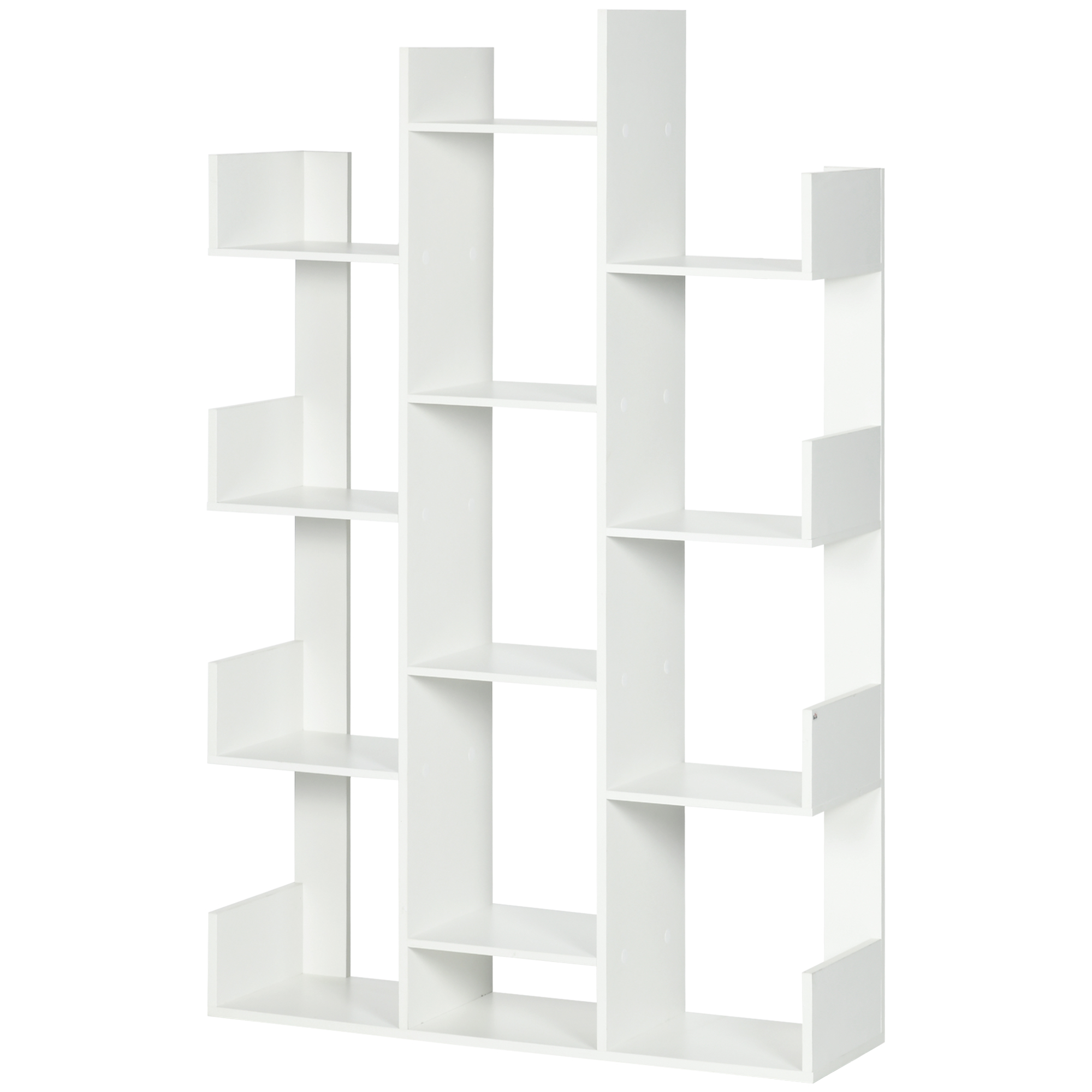 HOMCOM Mobiles Baum-Bücherregal mit 13 Regalen aus Spanplatte, 96x30x150cm