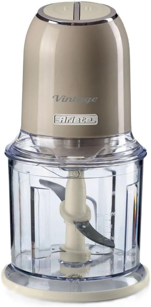 Ariete 438, Tritatutto Vintage, Chopper e Tritaghiaccio, 2 velocità, 4 lame in Acciaio Inox, Tazza graduata 600 ml, 400 W, Verde