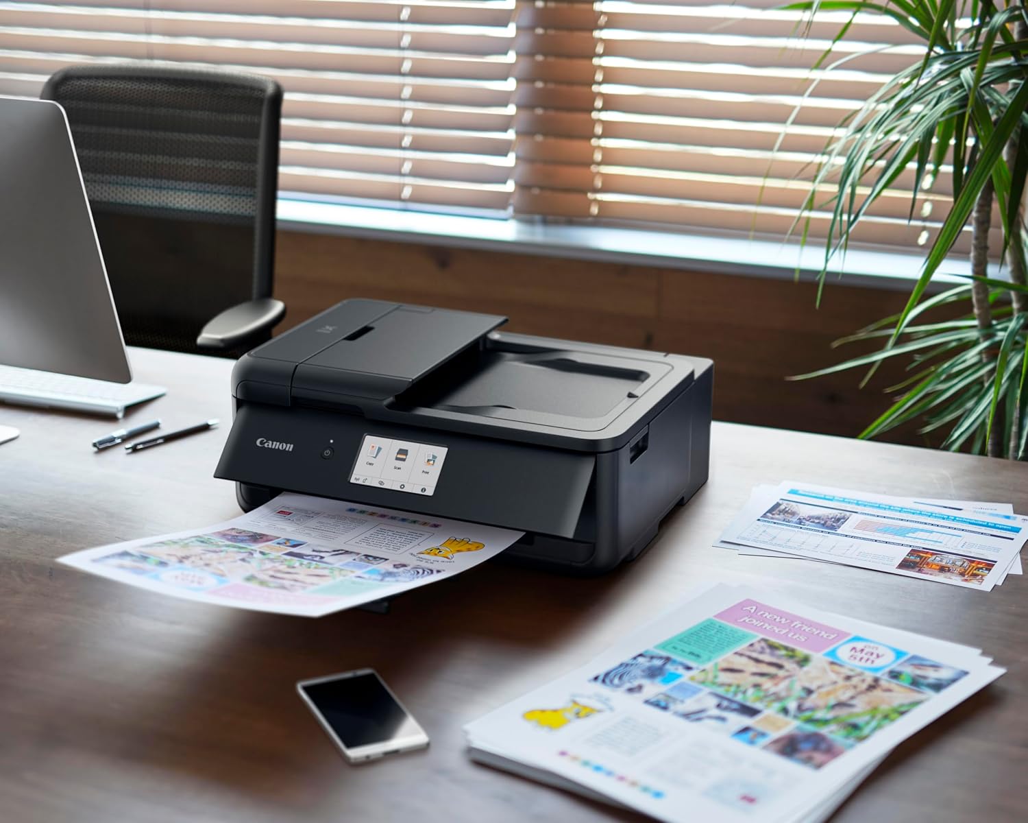 Canon PIXMA TS9550 Drucker Farbtintenstrahl Multifunktionsgerät DIN A4 A3 (Drucker A3, Scanner, Kopierer, 5 separate Tinten, WLAN, LAN, Print App, 2 Papierzuführungen, Duplexdruck) schwarz