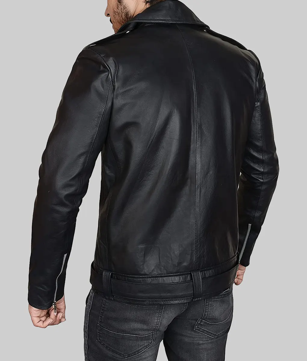 Mens Biker Black Leather Jacket