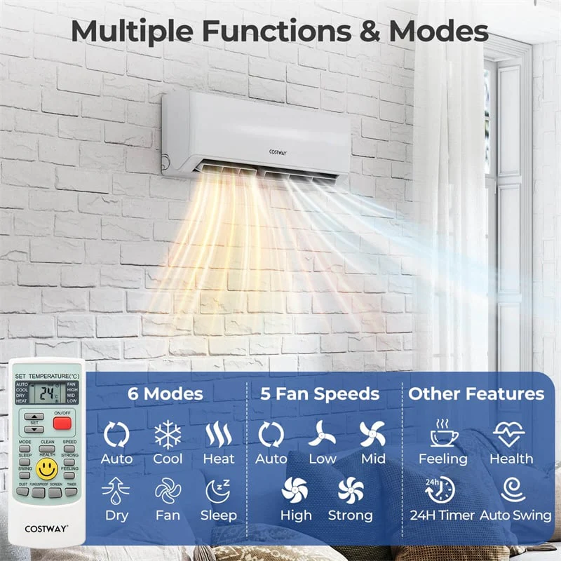 36000 BTU 23 SEER2 Dual Zone Mini Split Air Conditioner & Heater, WiFi Enabled Inverter Ductless System with Heat Pump & Energy Star