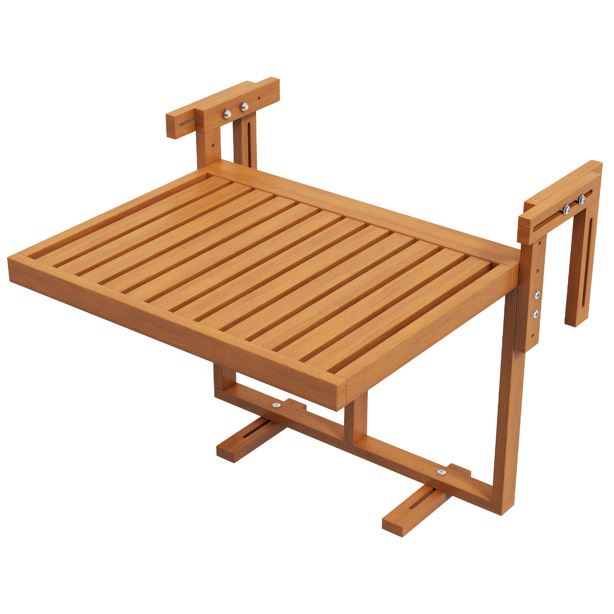 Outsunny Balkontisch Klapttisch Gartentisch Outdoor-Klapptisch, wetterbeständig, höhenverstellbar, 68 cm x 65 cm x 55 cm, Teak