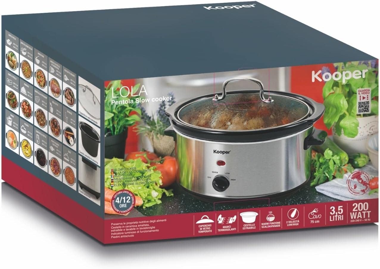 Galileo Casa 2187876 pentola elettrica Slow Cooker 3.5lt 200w Acciaio, Argento