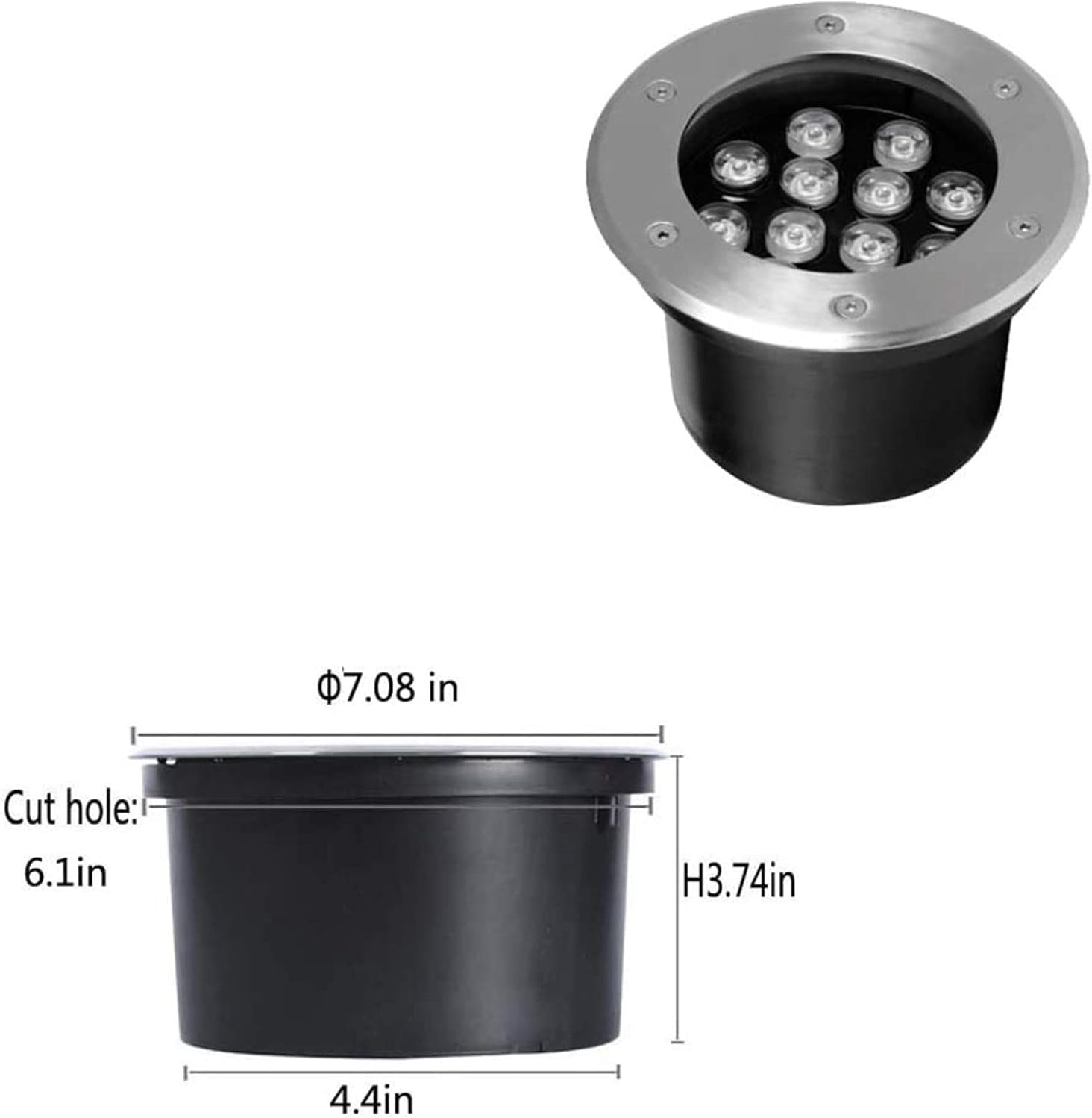 Wasserdichte IP67-LED-Bodeneinbauleuchten for den Außenbereich, AC85-265V, Landschaftsbeleuchtung for Wege, Gärten, Höfe, Terrassen und Plätze, 4er-Pack(Warm White 3000k,12W)
