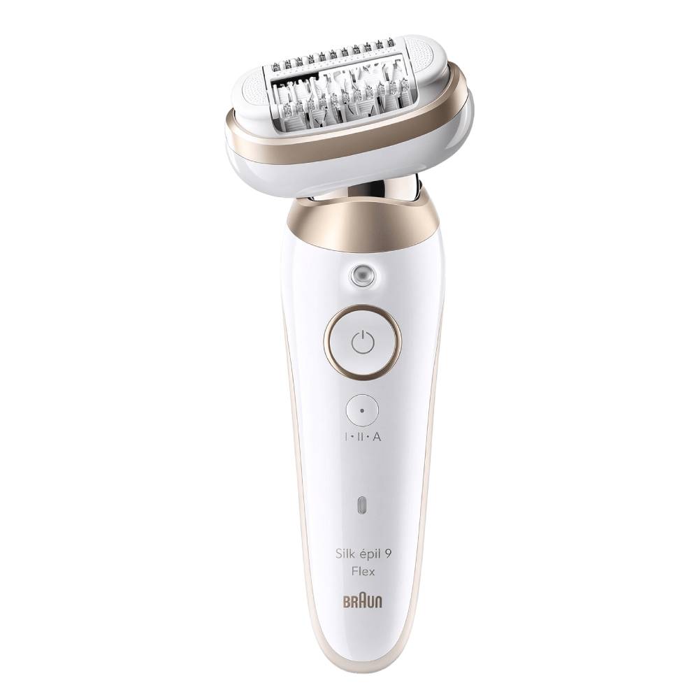 Damen-Epilierer Silk·épil 9 Flex 9-041 3D wasserfest kabellos mit flexiblem Epilierkopf 40 MicroGrip-Pinzetten Rasier- und Trimmeraufsatz