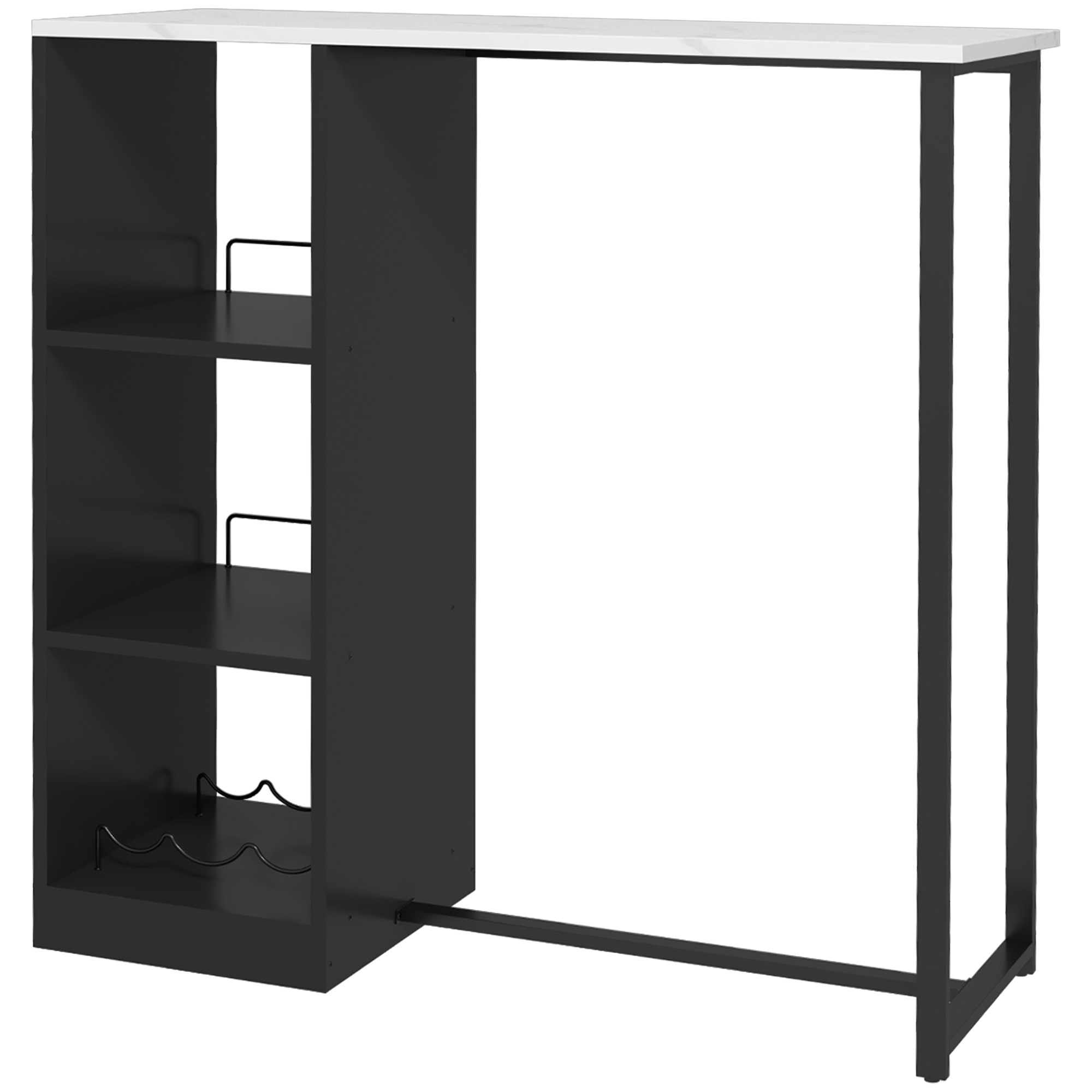 HOMCOM Barhochtisch Küchentisch Stehtisch Stahlgestell Marmoroptikplatte 105 x 40 x 105 cm weiß