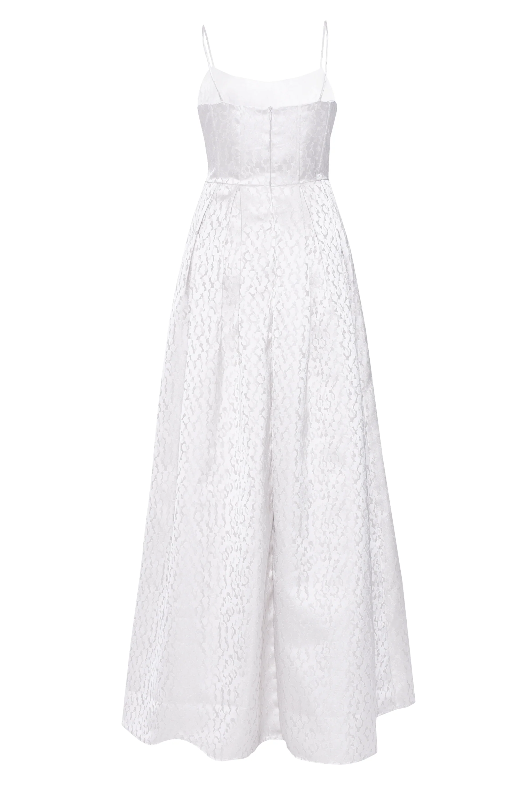 Silver Abstract Leopard Brocade Maxi Dress