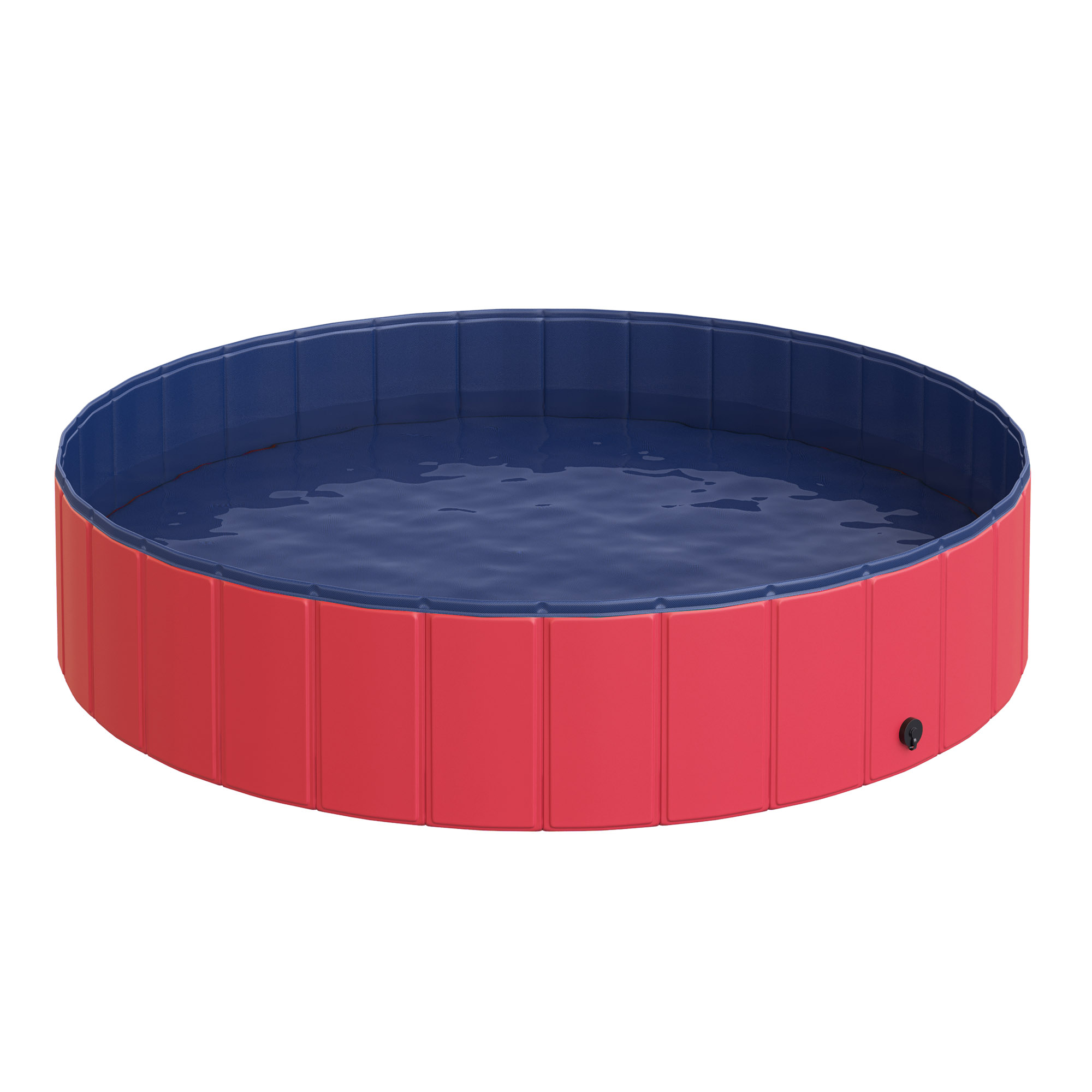 PawHut Hundebadewanne faltbar Badewanne Hundepool Plantschbecken Swimmingpool Wasserbecken für Hunde und Katzen Schwimmbecken Kunststoff+Holz Rot Ø140 x H30 cm
