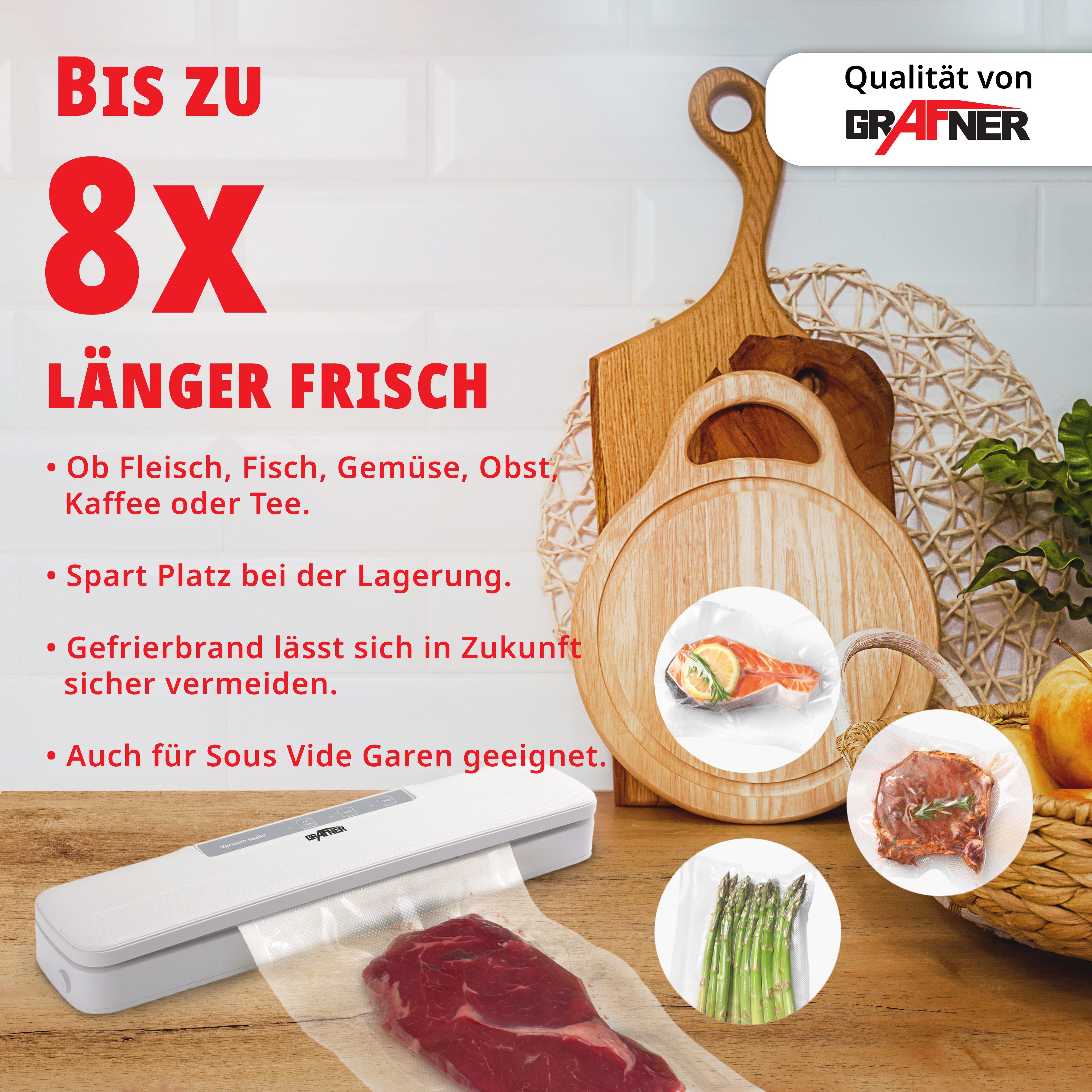 Vakuumierer Vakuumierer Vakuumiergerät Folienschweißgerät 10 Vakuumierbeutel weiß