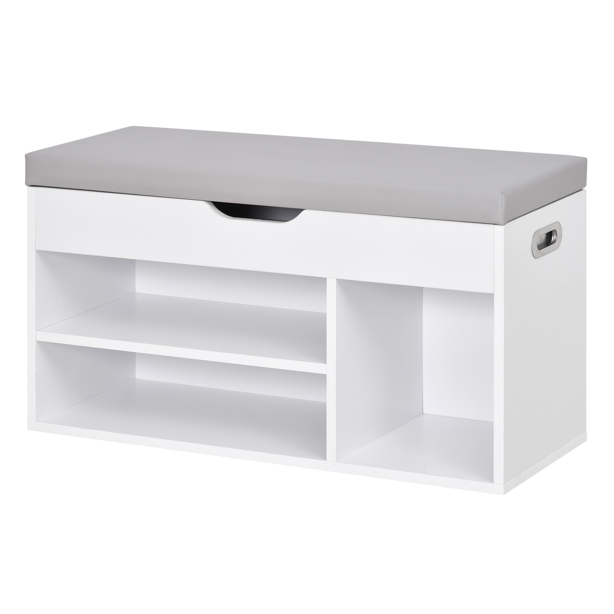 HOMCOM Schuhbank mit Stauraum Sitzbank Sitztruhe Eingangsbereich Diele PU Weiß 80 × 30 × 43 cm