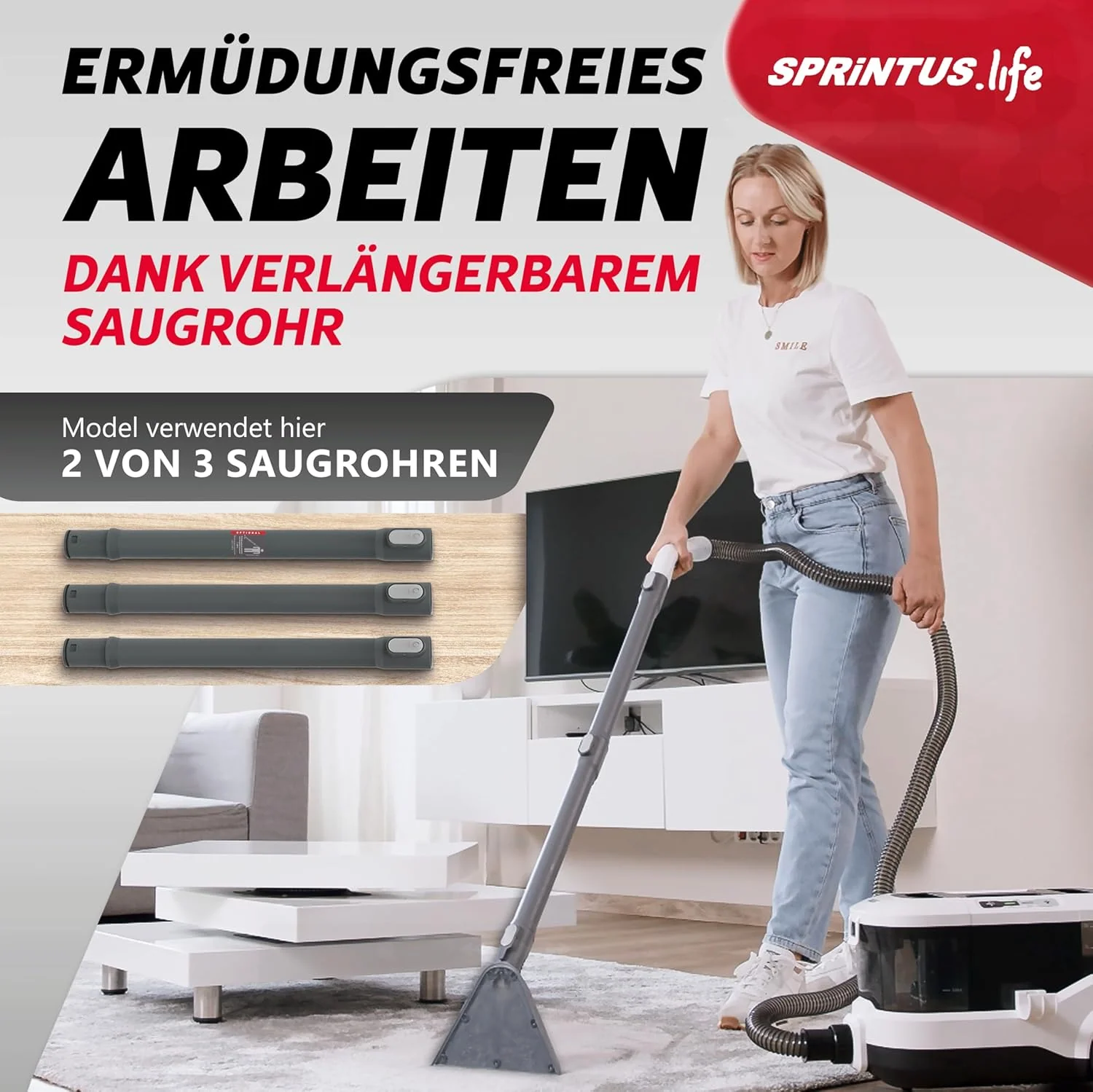 SPRiNTUS Nasssauger Polsterreiniger Gerät SPOTTY mit 170mbar Saugleistung für gründliche Reinigung von Teppich, Polster, Tierhaar, Auto & Hartboden I Hygienischer Teppichreiniger Waschsauger [67db]