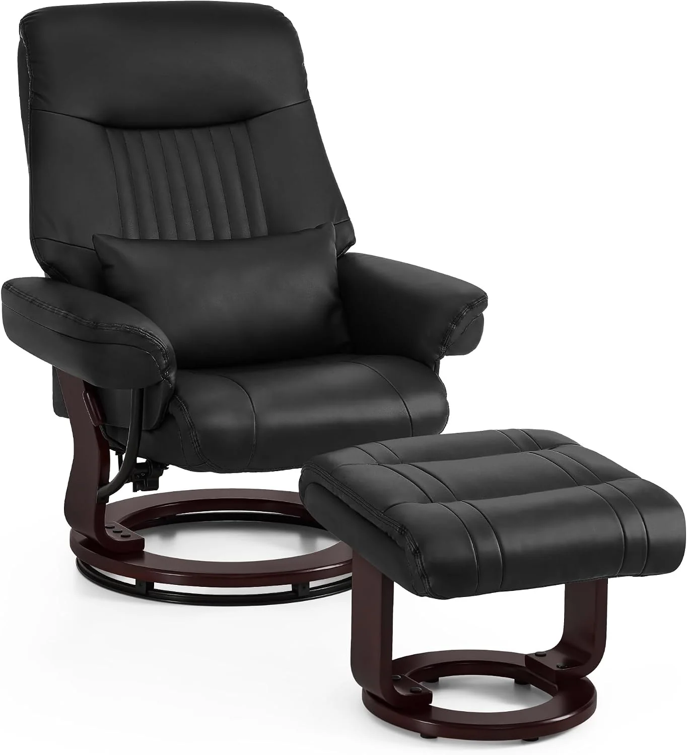 M MCombo Relaxsessel mit Liegefunktion, bis 120 Kg Belastbarer TV-Sessel für Wohnzimmer, 360° Drehbarer Fernsehsessel mit Hocker, Lesesessel