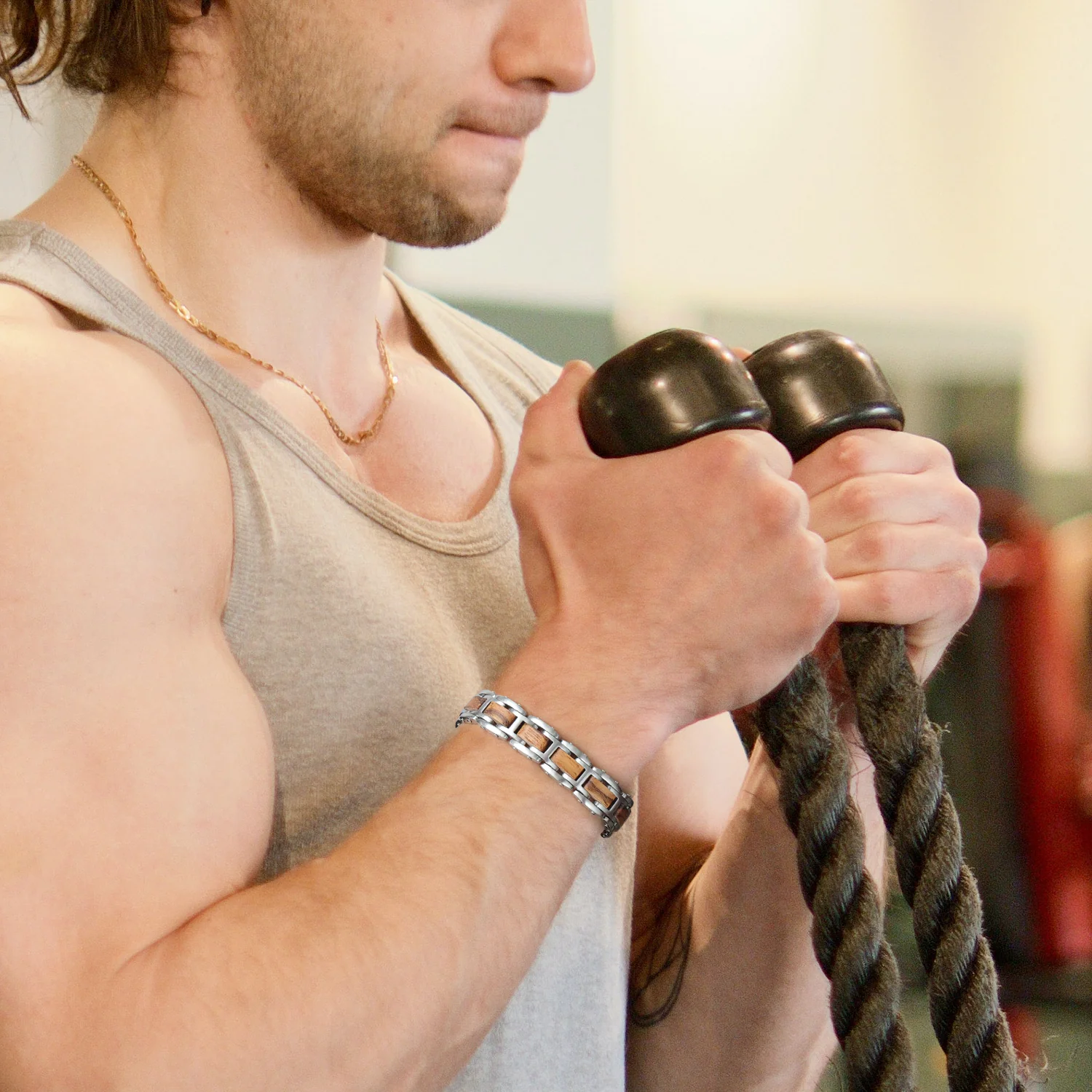 RainSo Wood Stainless Steel Effective Magnetic Bracelets for Relieving Pain